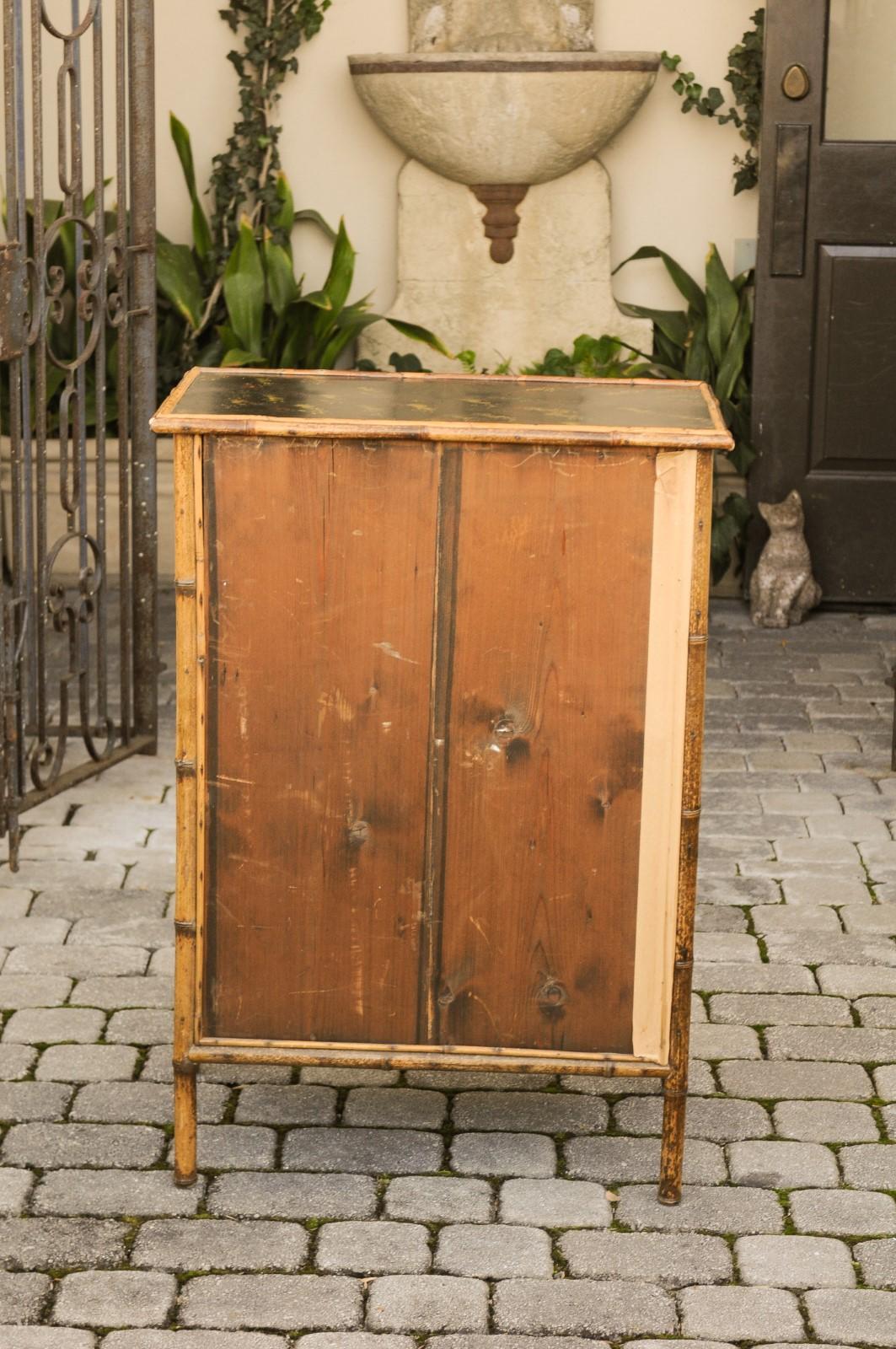 English Late 19th Century Bamboo Single-Door Cabinet with Faux Book Façade 6