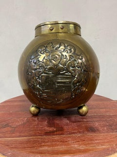 English Late 19th Century Copper & Brass Coal Bucket Planter