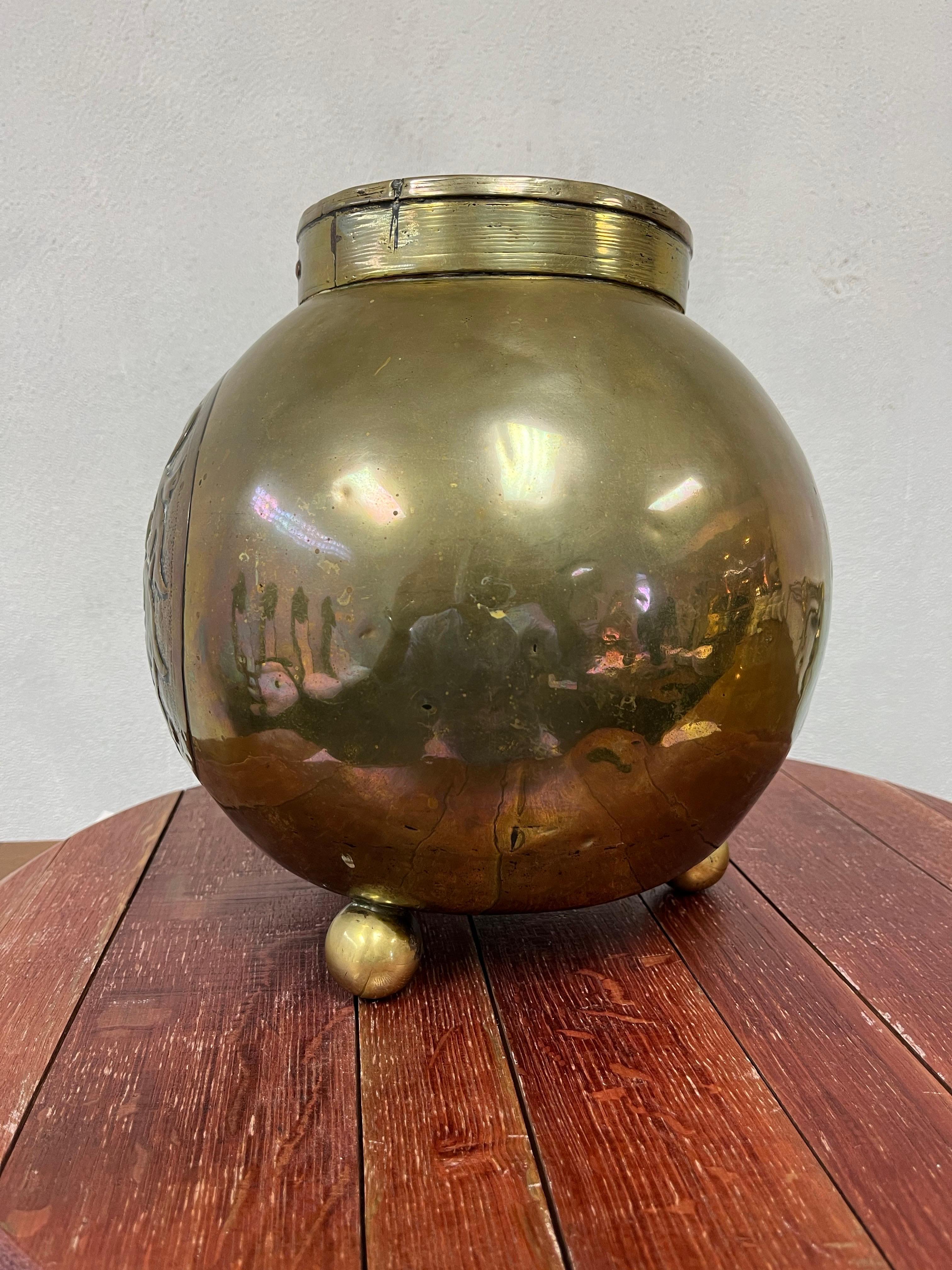 Regency English Late 19th Century Copper & Brass Coal Bucket Planter For Sale