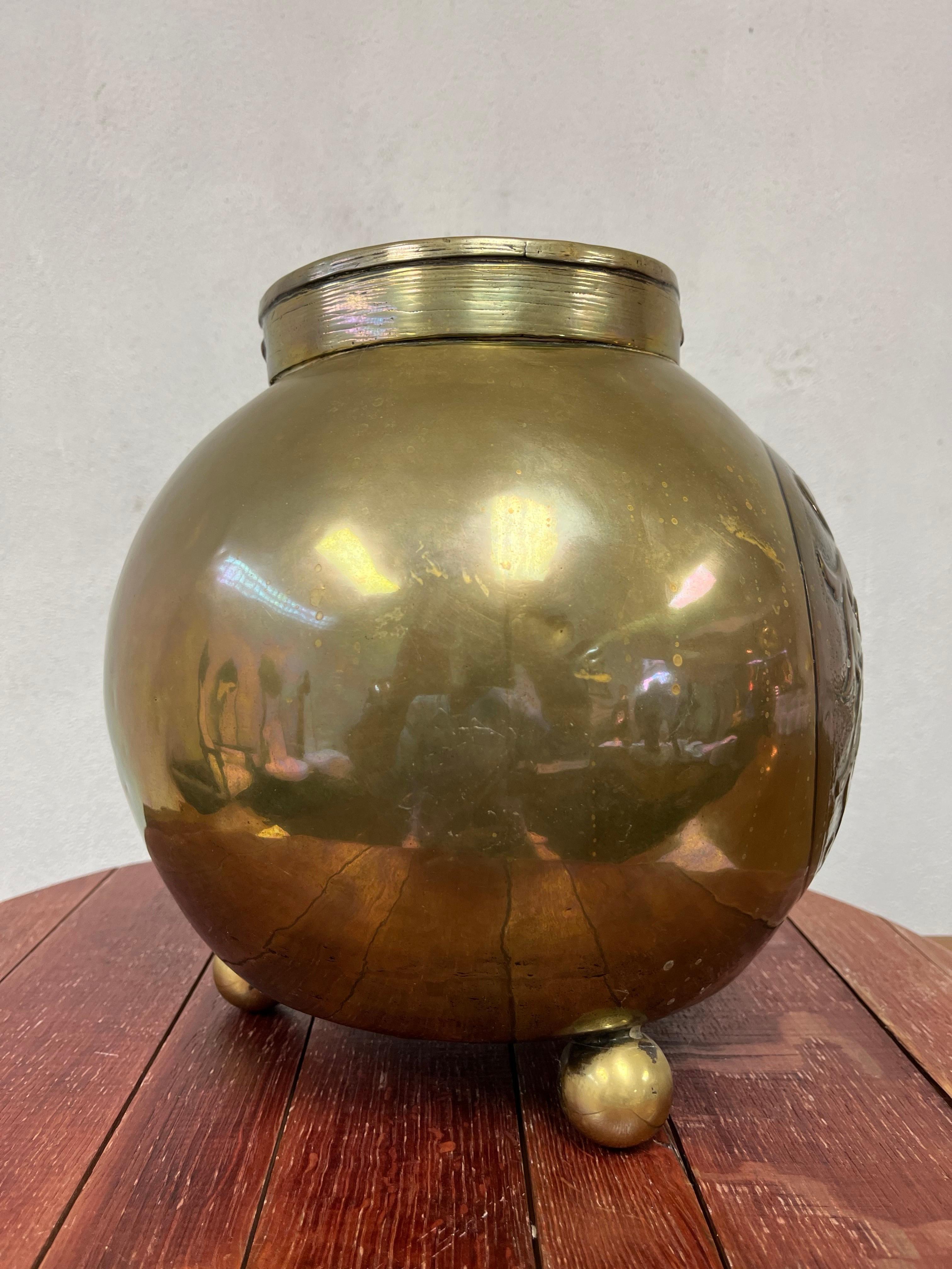 English Late 19th Century Copper & Brass Coal Bucket Planter For Sale 1