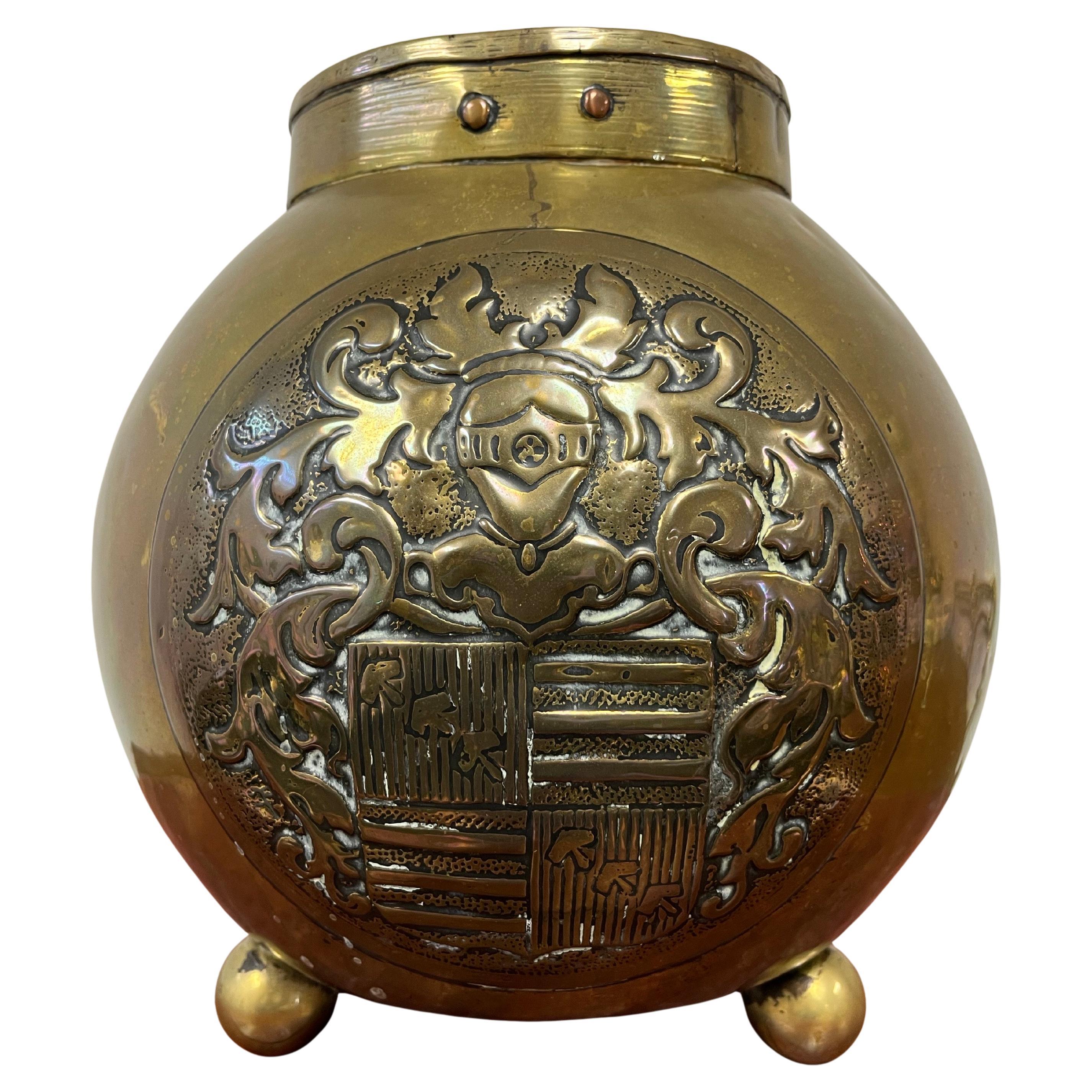 English Late 19th Century Copper & Brass Coal Bucket Planter