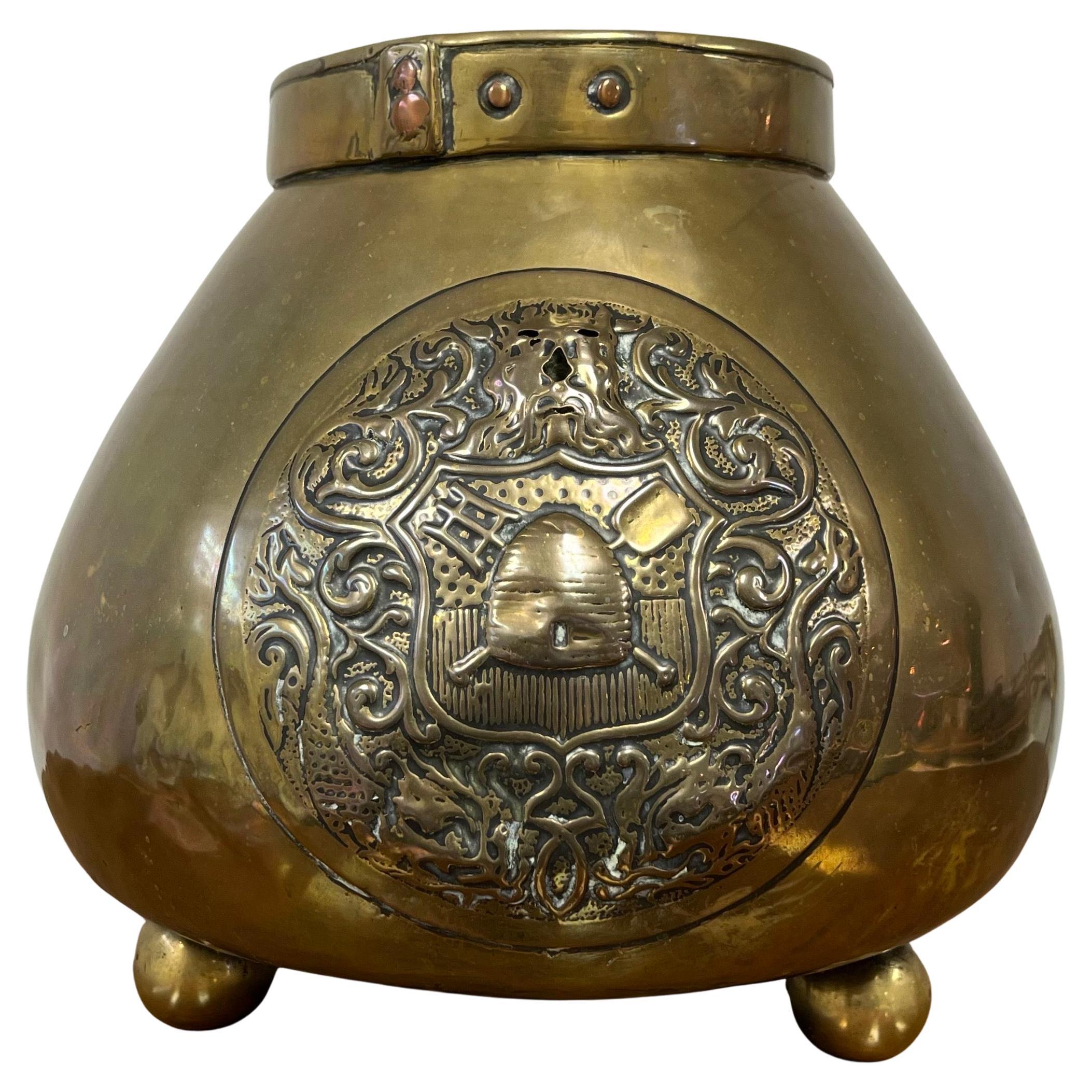 English Late 19th Century Copper & Brass  Coal Bucket Planter