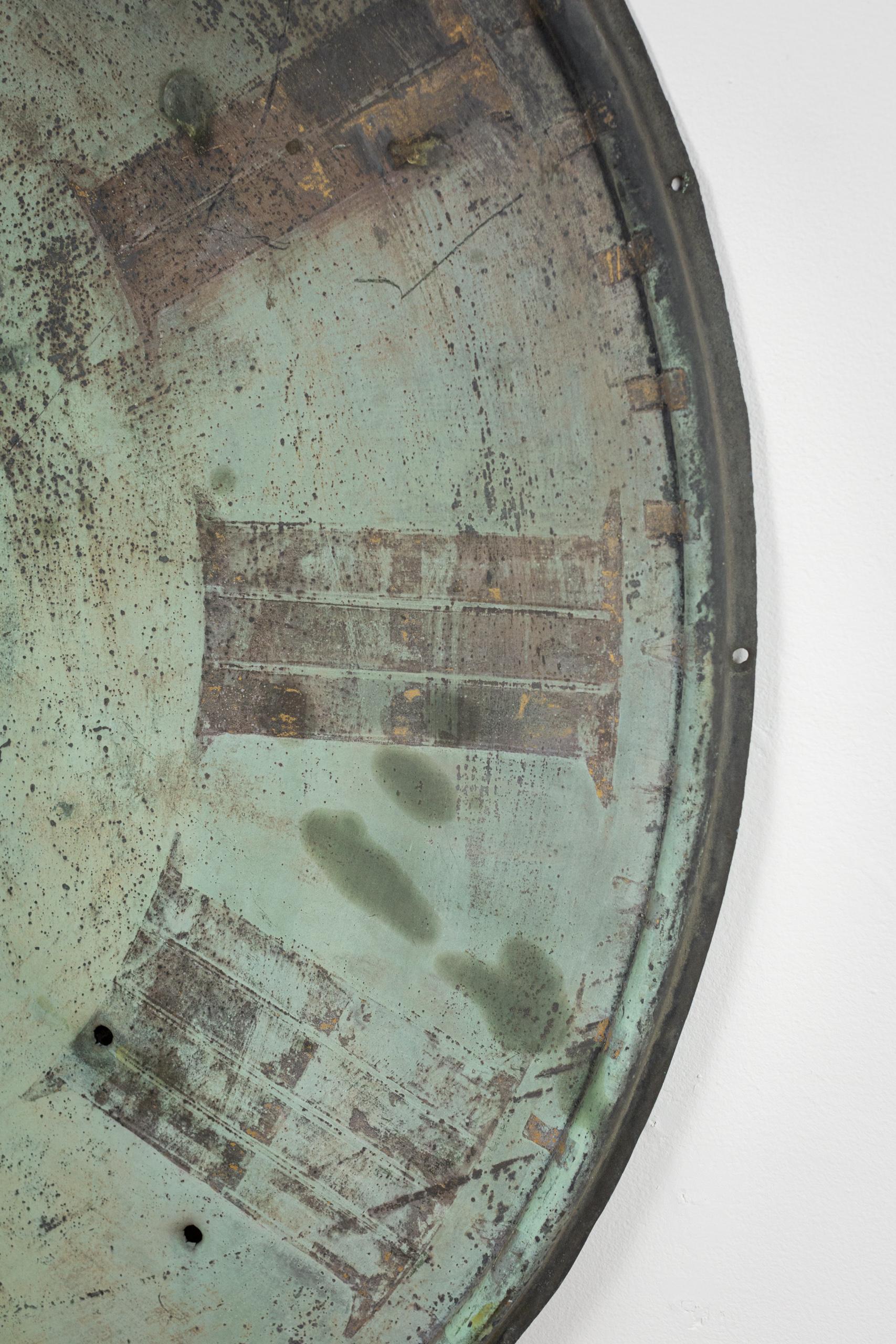 English Late 19th Century Ghostly Copper Clock Face with Verdigris Patination 7