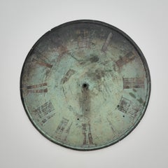 English Late 19th Century Ghostly Copper Clock Face with Verdigris Patination