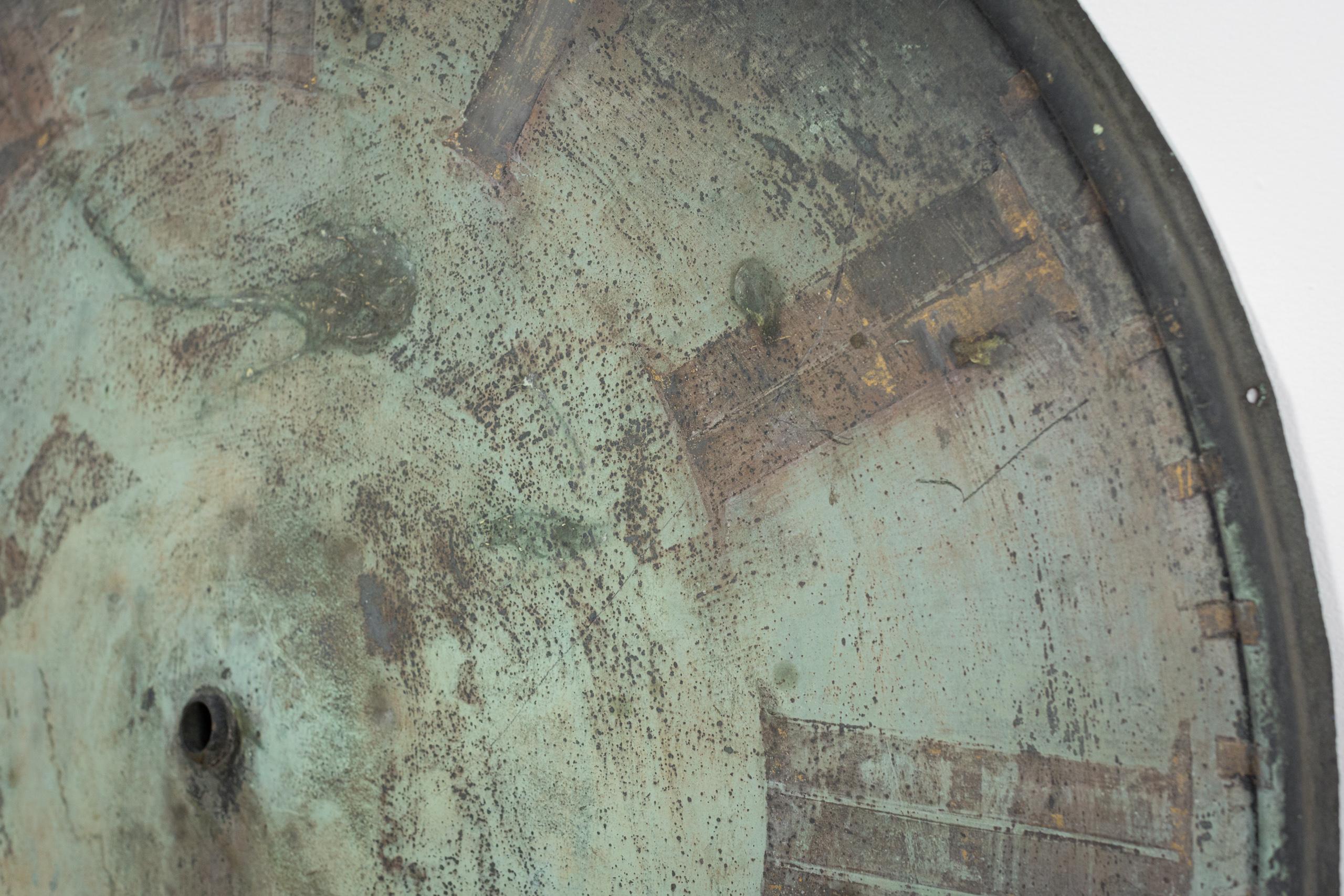 English Late 19th Century Ghostly Copper Clock Face with Verdigris Patination 4