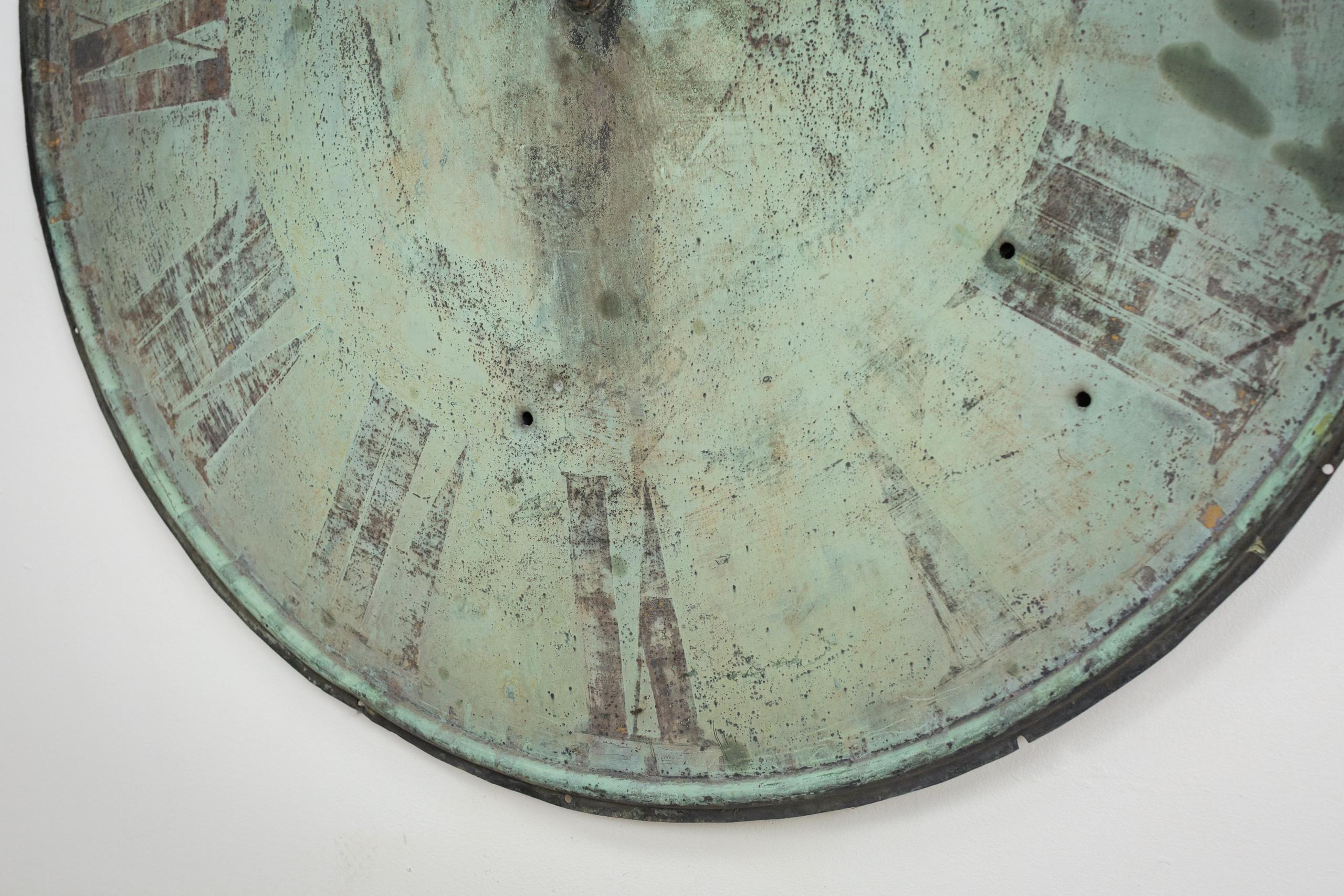 English Late 19th Century Ghostly Copper Clock Face with Verdigris Patination 5