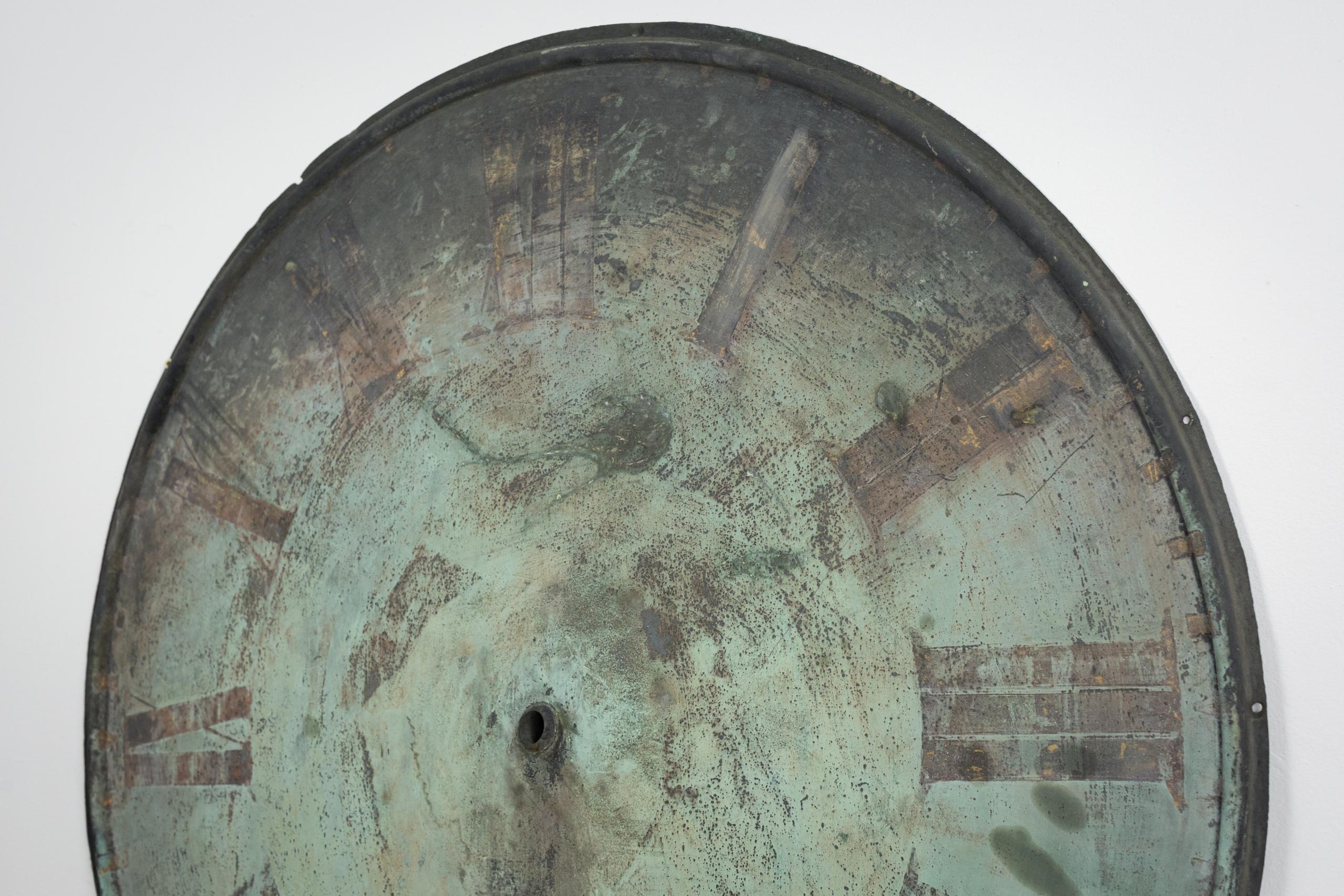 English Late 19th Century Ghostly Copper Clock Face with Verdigris Patination 6