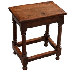English Late 19th Century Oak Joint Stool