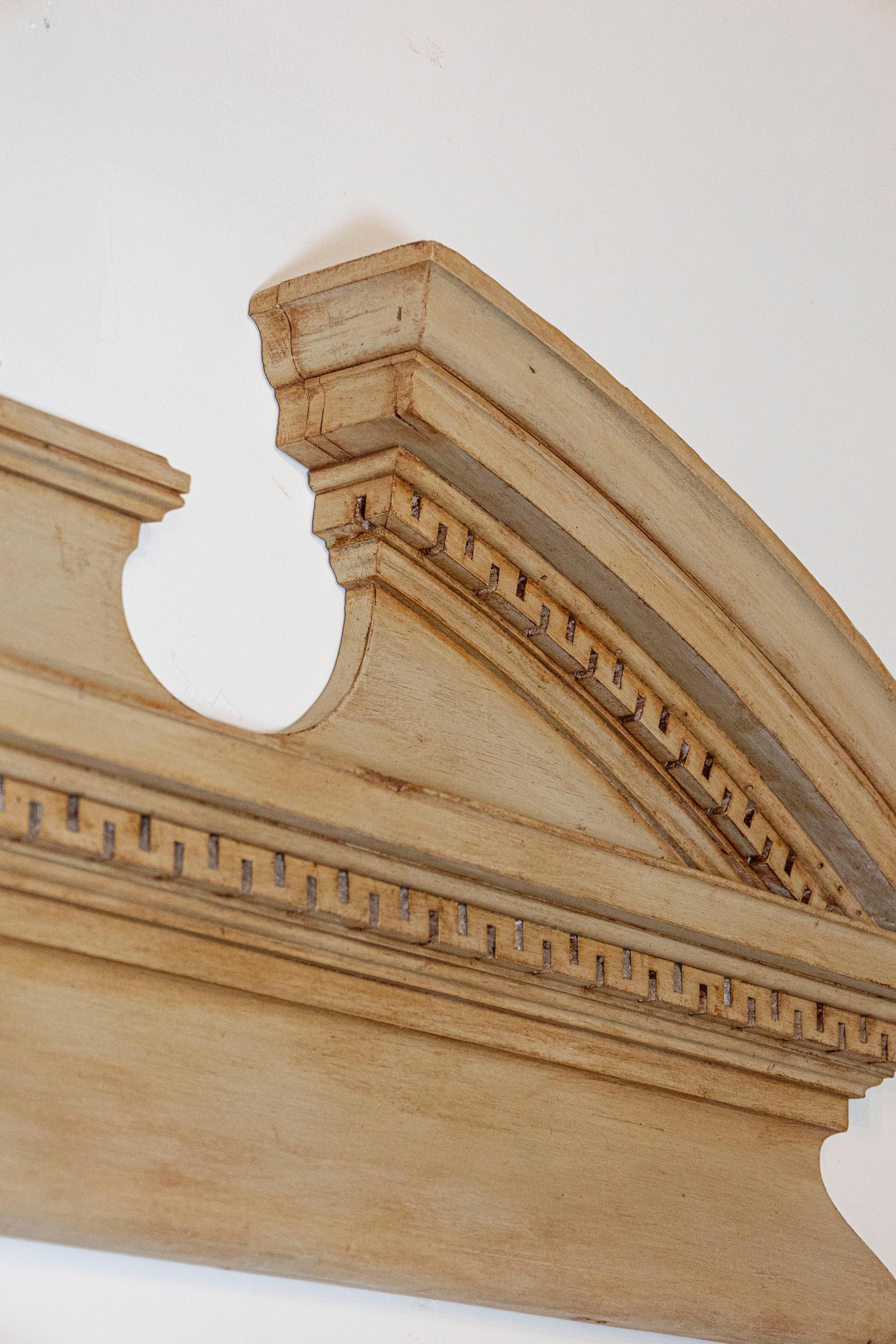 English Late 19th Century Painted Wood Broken Arch Pediment with Greek Key 2