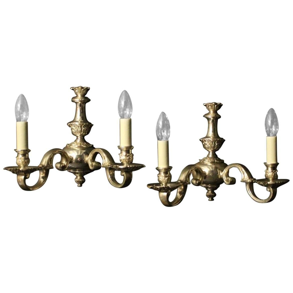 English Late 19th Century Pair of Silver Gilded Antique Wall Lights