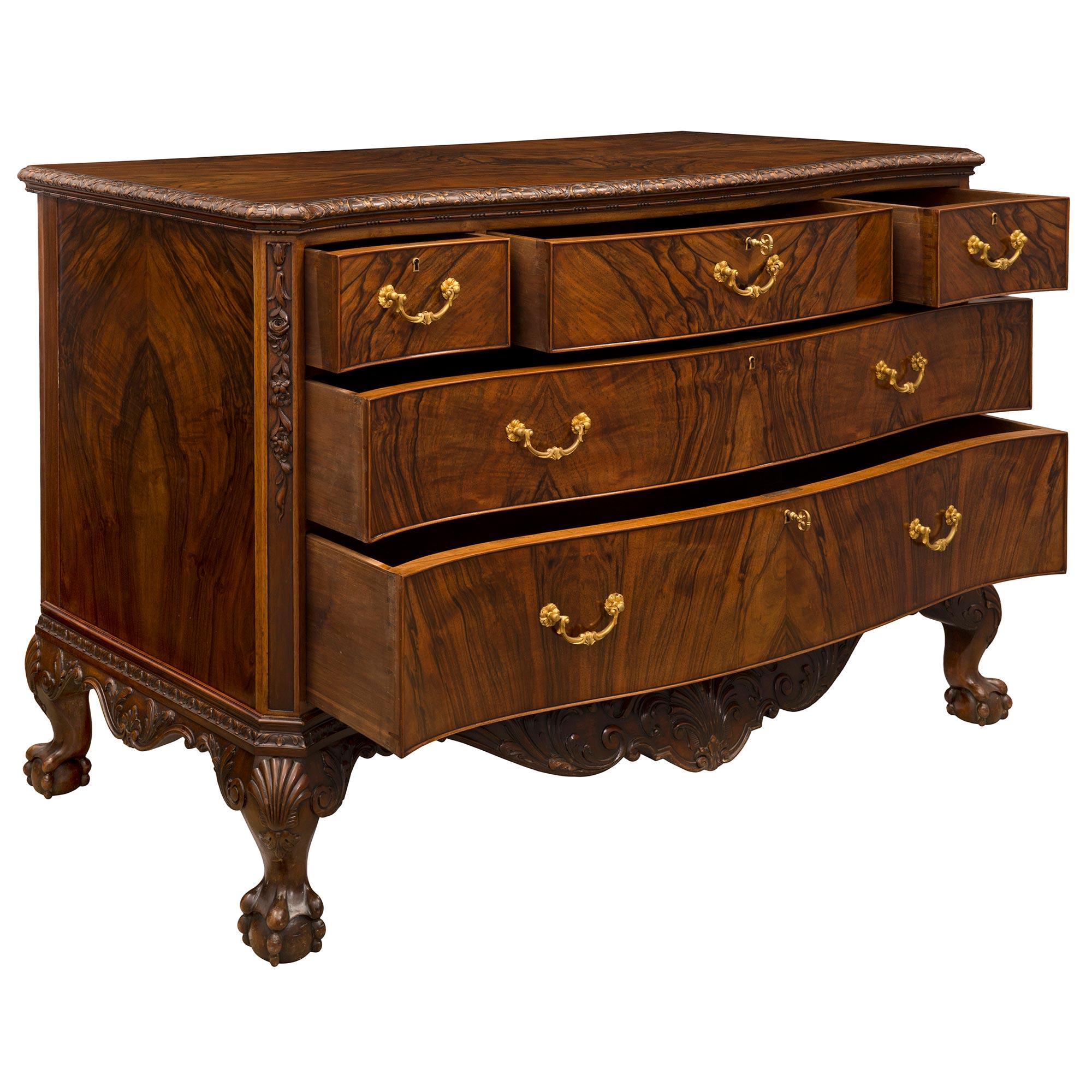Ormolu English Late 19th Century Walnut Chest Signed Waring and Gillow Paris For Sale
