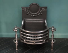 English Late 19th Century Wrought Fire Basket in the Regency Form