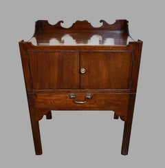 English Late Eighteenth Century Mahogany Bedside Table with Scrolled Gallery