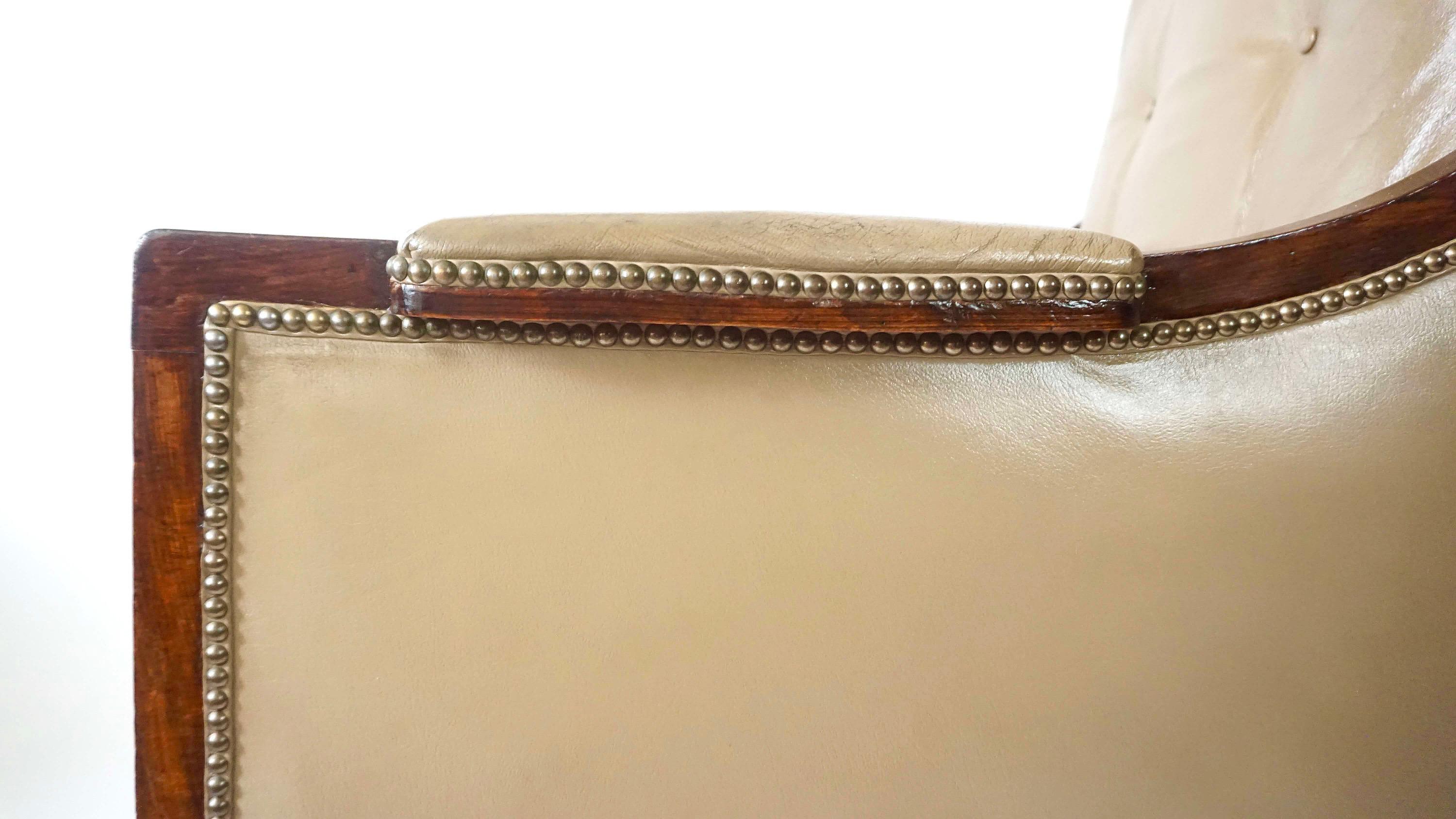 English Late Regency William IV Rosewood Leather Bergere, circa 1835 For Sale 4