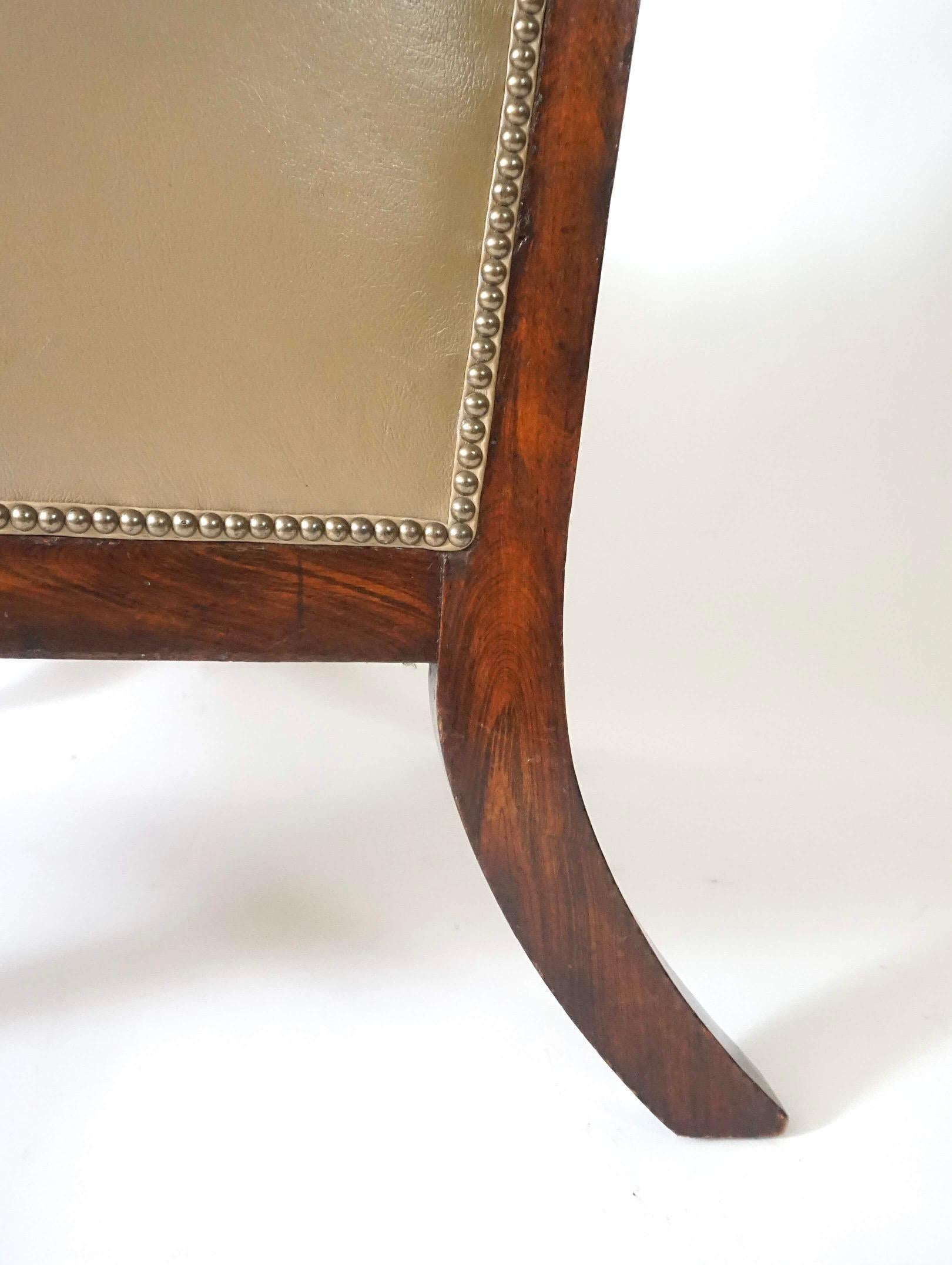English Late Regency William IV Rosewood Leather Bergere, circa 1835 For Sale 6