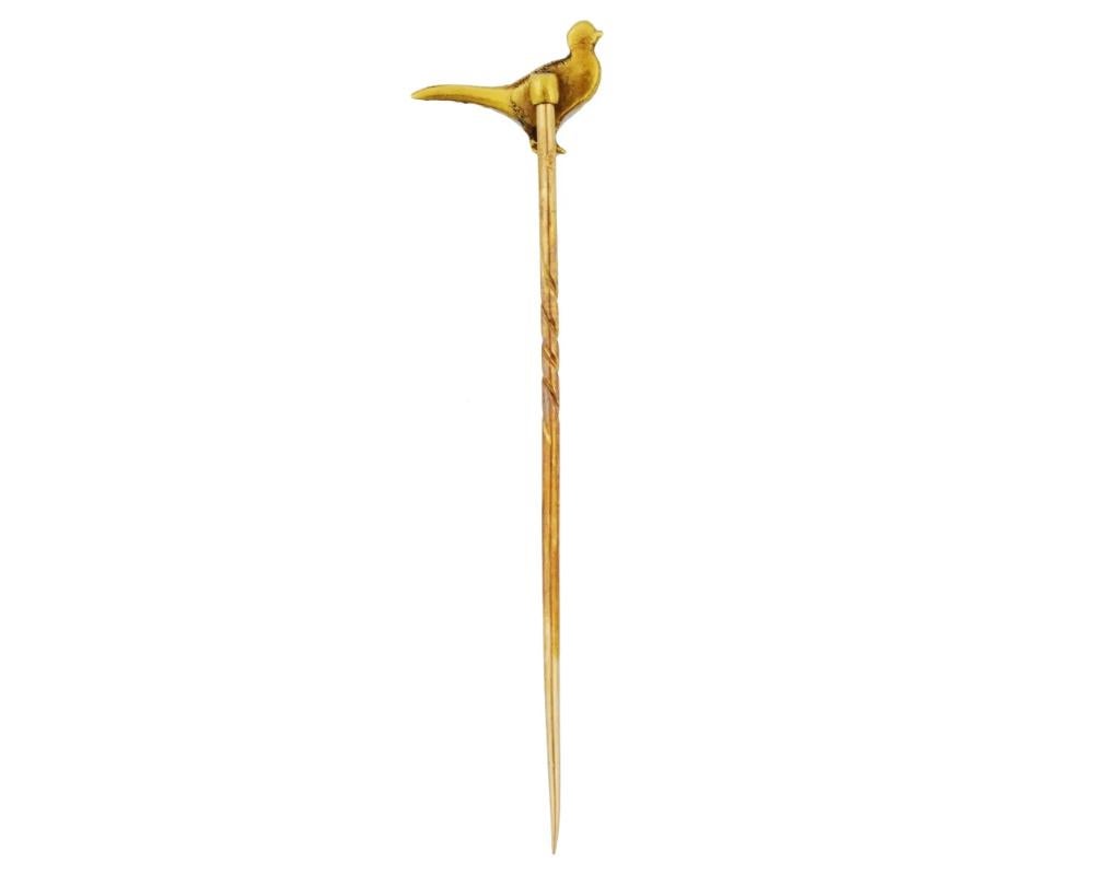 English Late Victorian 14K Gold Bird Stick Pin In Good Condition In New York, NY