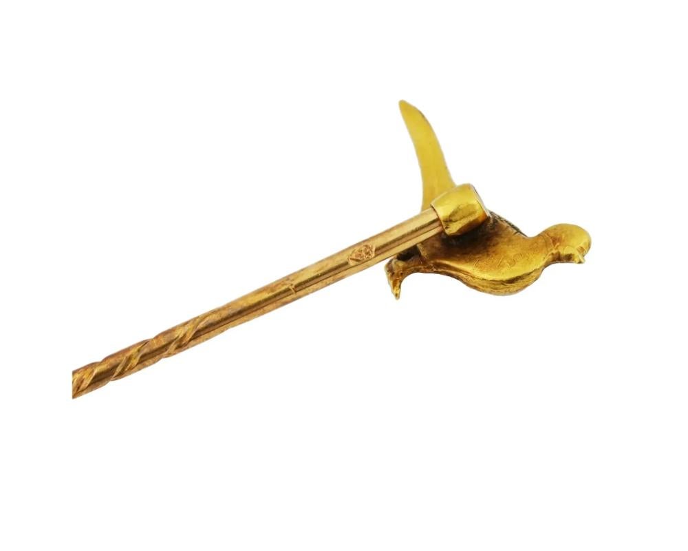 English Late Victorian 14K Gold Bird Stick Pin 1