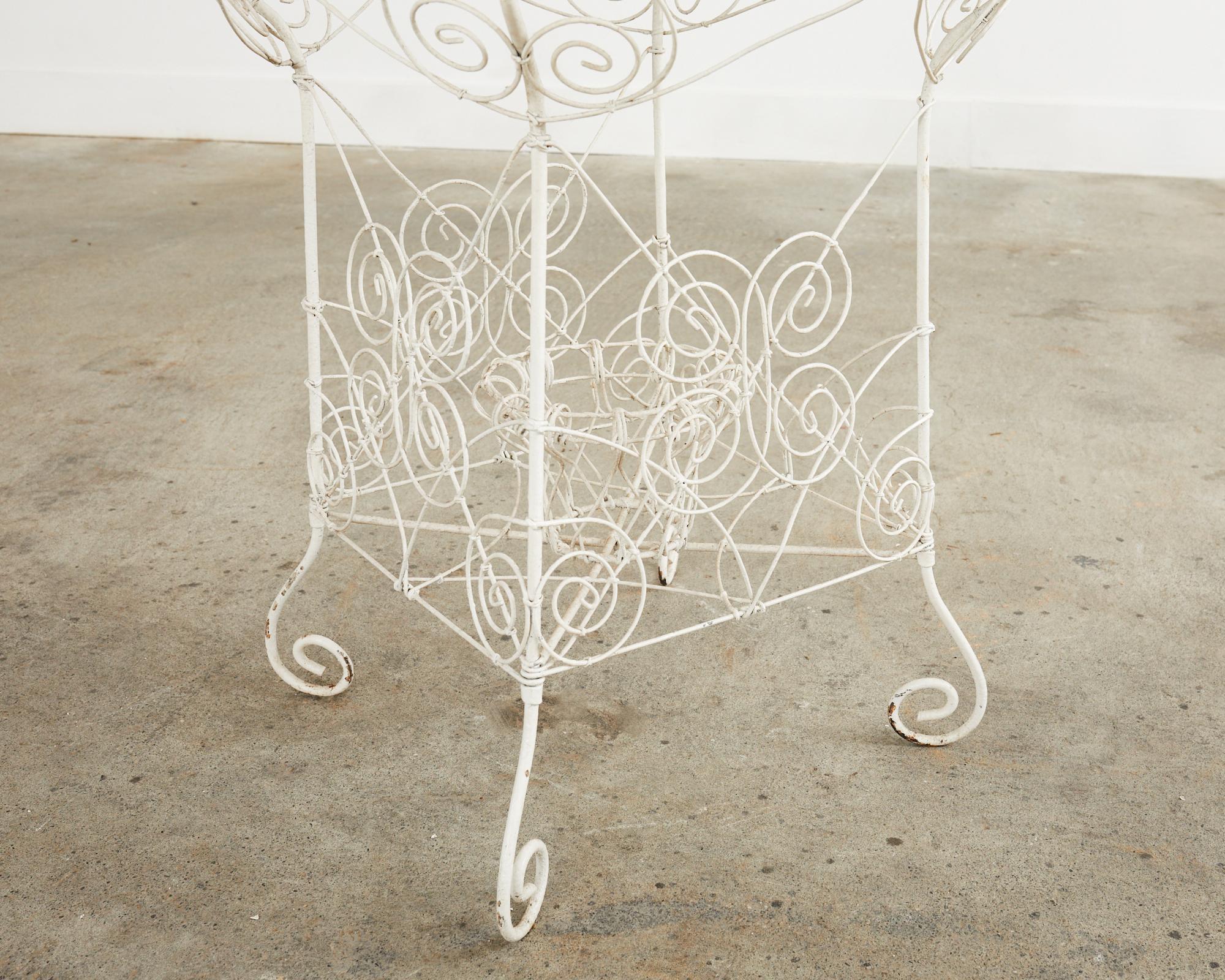 Hand-Crafted English Late Victorian Three Tier Iron and Wire Garden Plant Stand For Sale