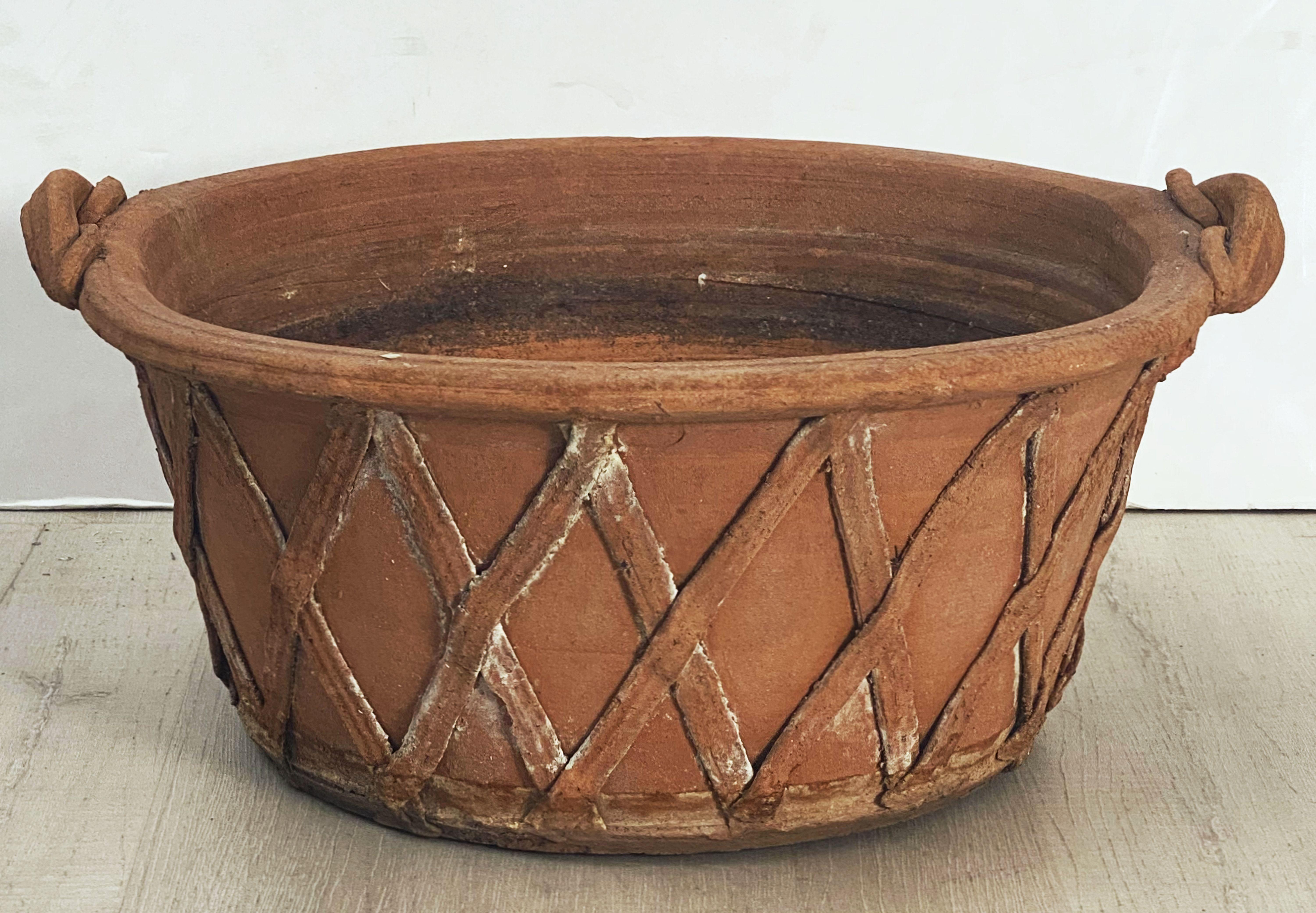 English Lattice Pattern Garden Planter Pot or Bowl of Terracotta 8
