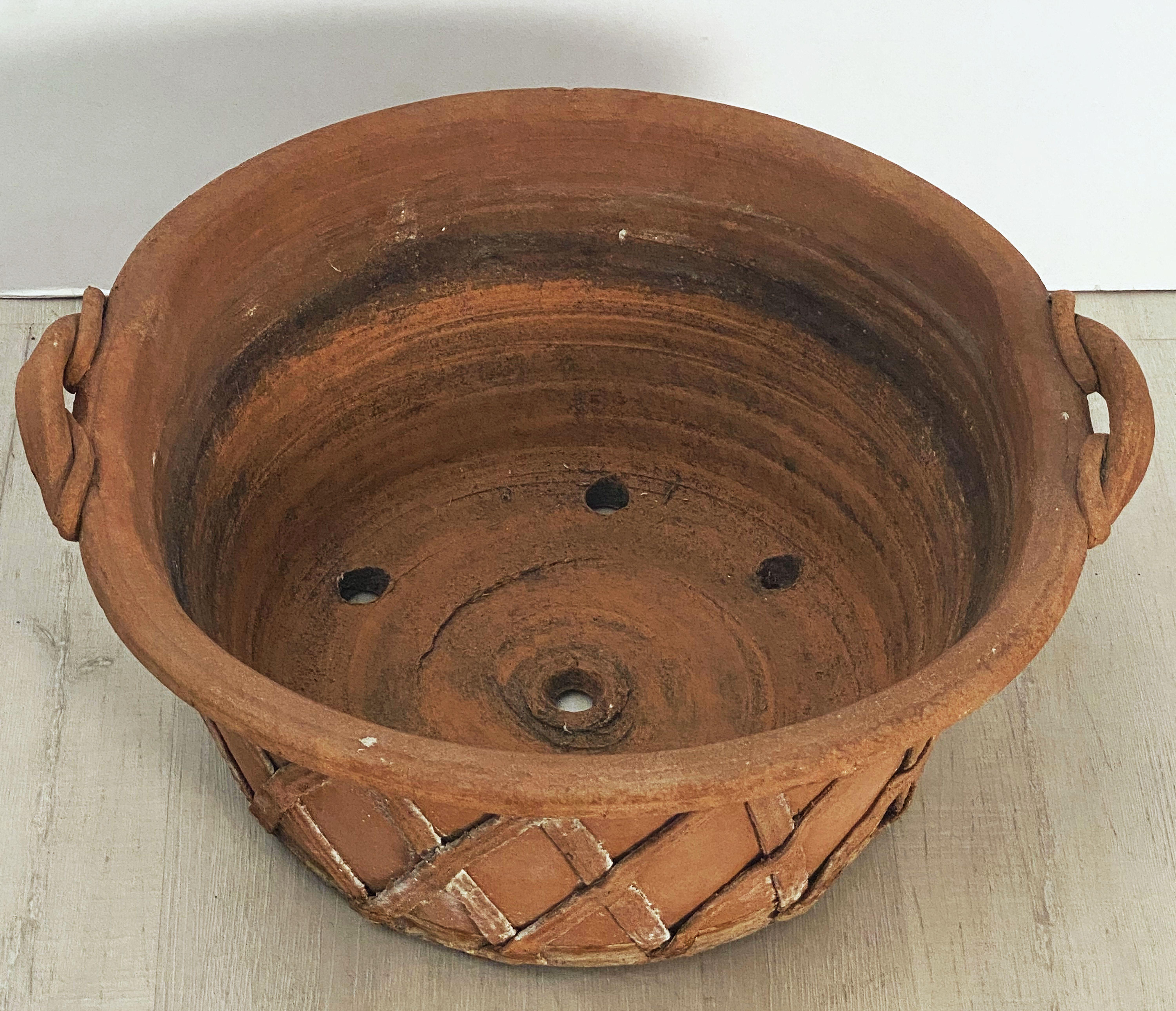 English Lattice Pattern Garden Planter Pot or Bowl of Terracotta For Sale 9