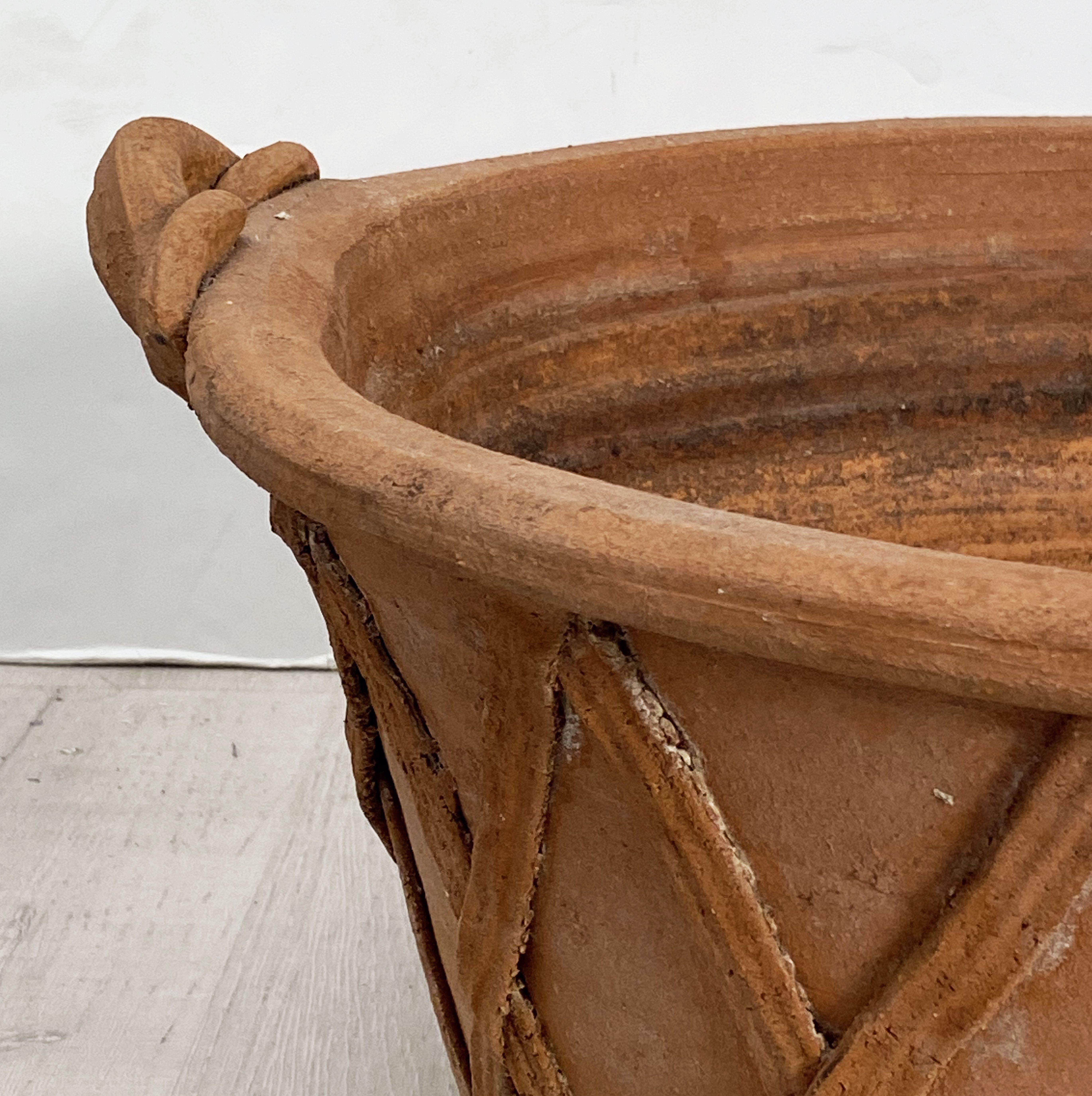 Pottery English Lattice Pattern Garden Planter Pot or Bowl of Terracotta