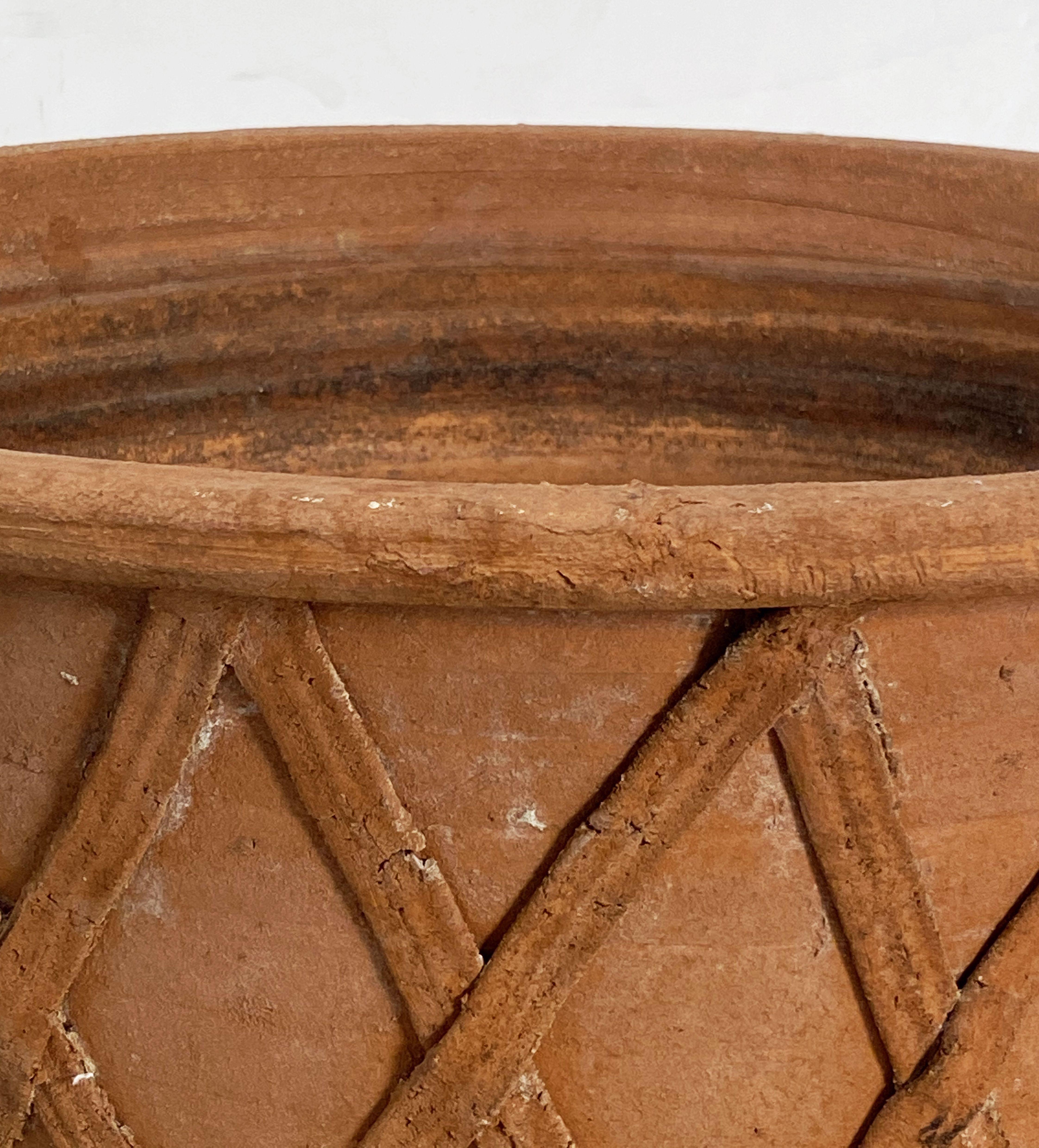 English Lattice Pattern Garden Planter Pot or Bowl of Terracotta 1