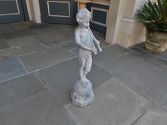 English Lead Figural Fountain of Musical Pan with Flanking Plumbed Flutes C 1850