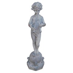 English Lead Figural Fountain of Musical Pan with Flanking Plumbed Flutes C 1850
