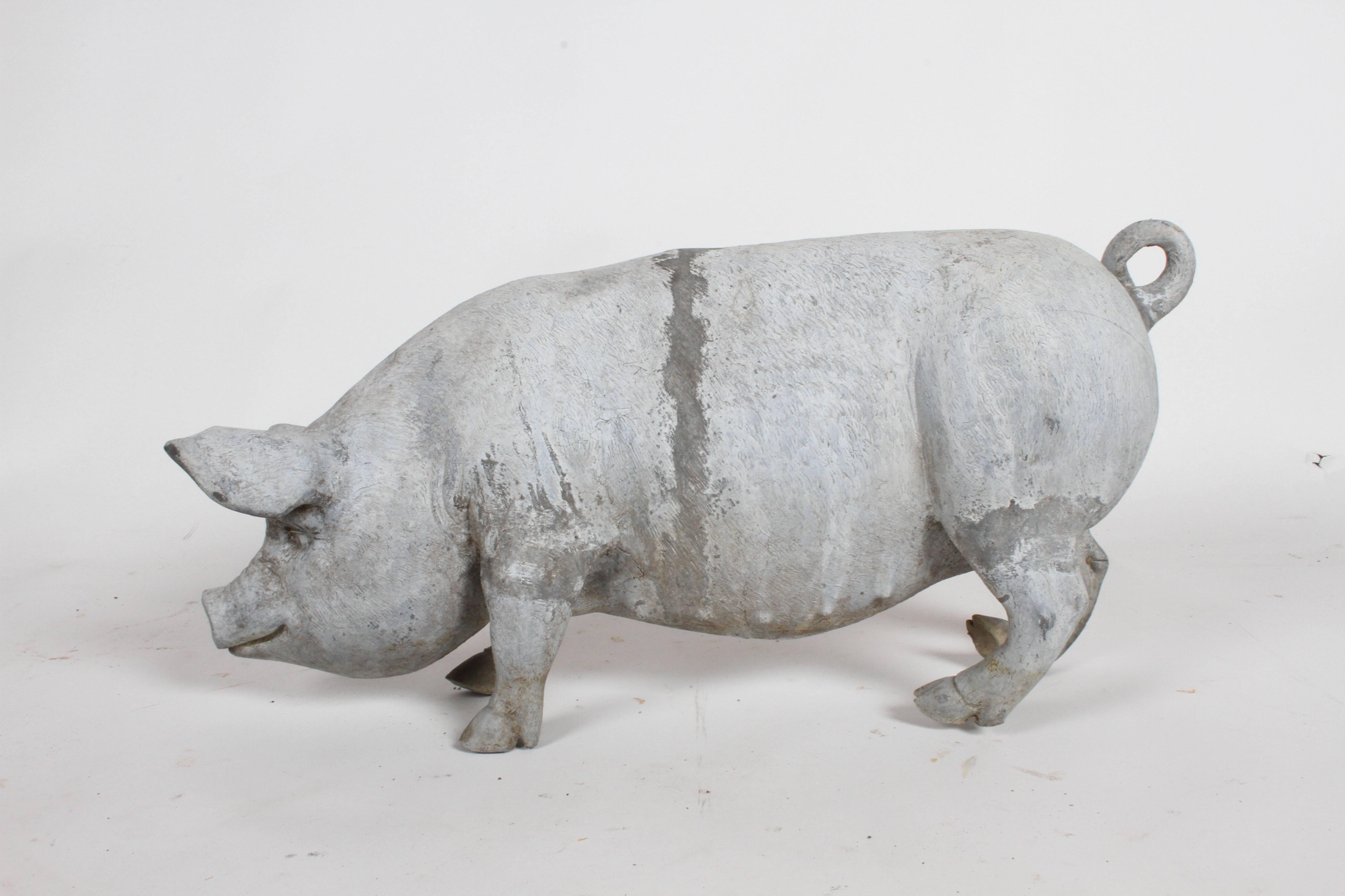 Large English lead pig garden ornament / sculpture, circa 1950s. Very heavy.