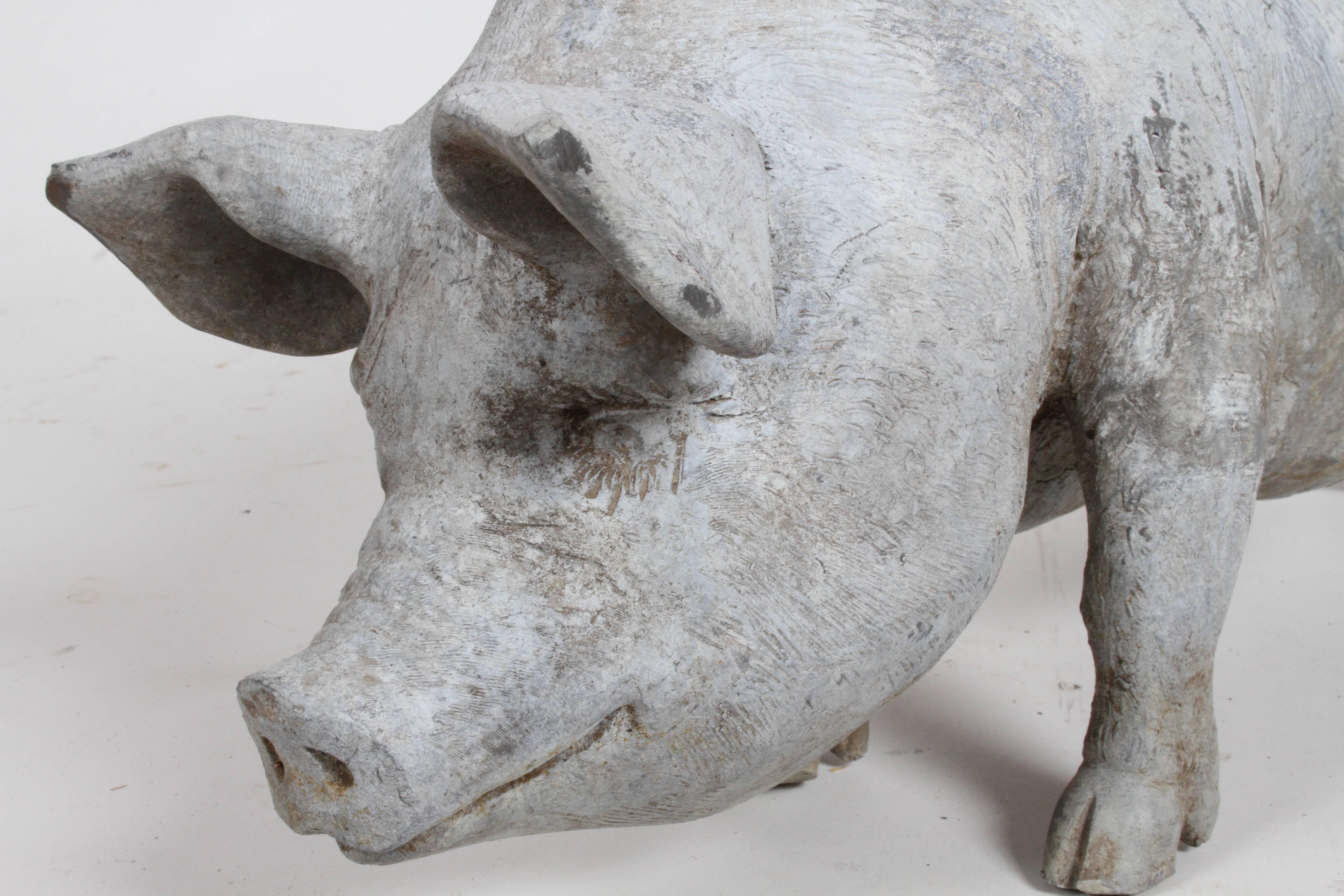 English Lead Pig Garden Ornament, circa 1950s In Good Condition For Sale In St. Louis, MO