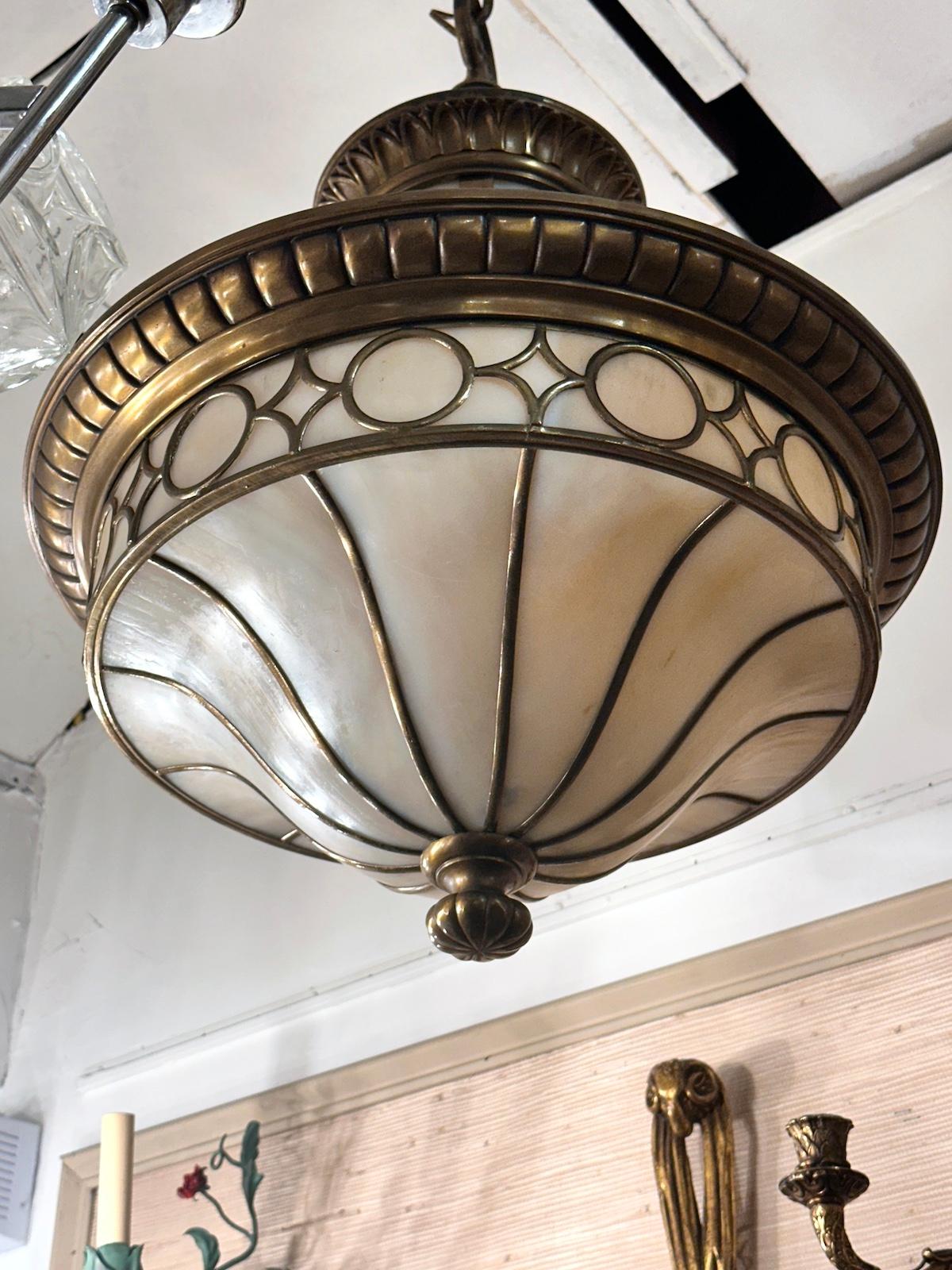 English Leaded Glass Fixture In Good Condition For Sale In New York, NY