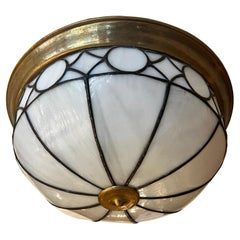 English Leaded Glass Flush Mount