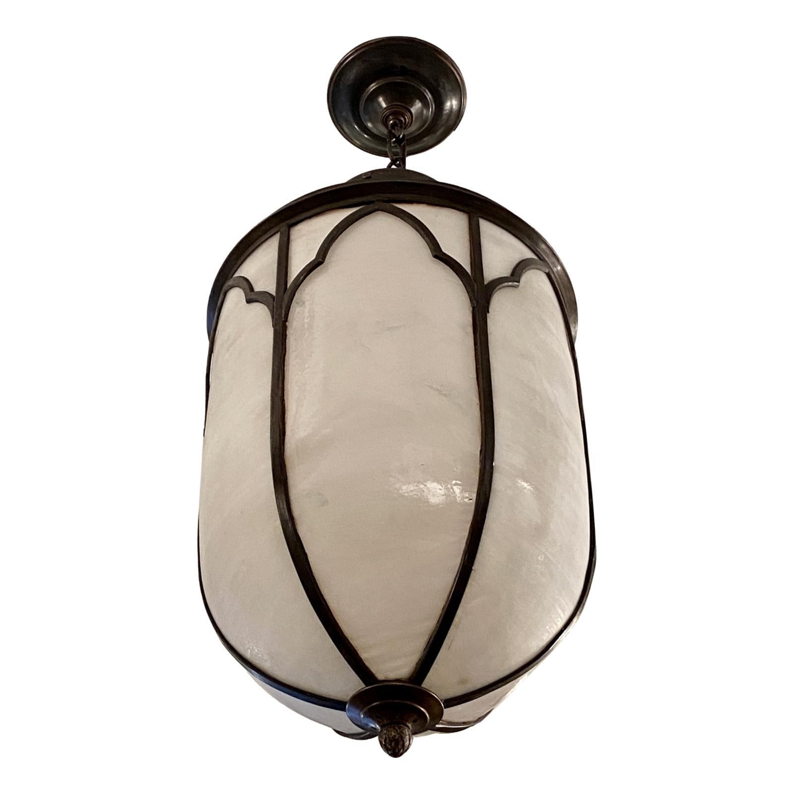 A circa 1920's English lantern with interior light.

Measurements:
Drop: 25