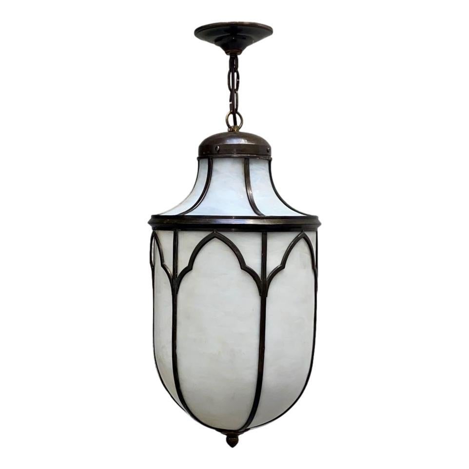 Early 20th Century English Leaded Glass Lantern For Sale