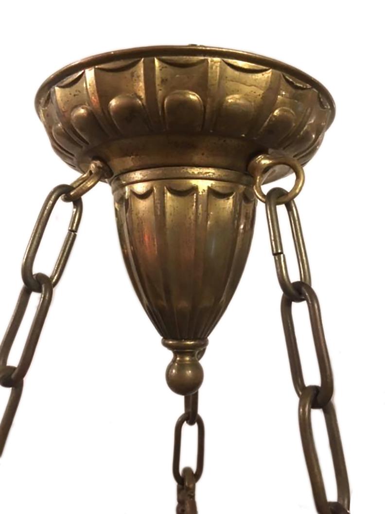 Bronze English Leaded Glass Lantern For Sale