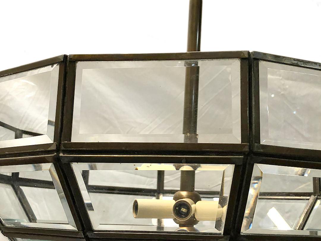 English Leaded Glass Light Fixture In Good Condition In New York, NY