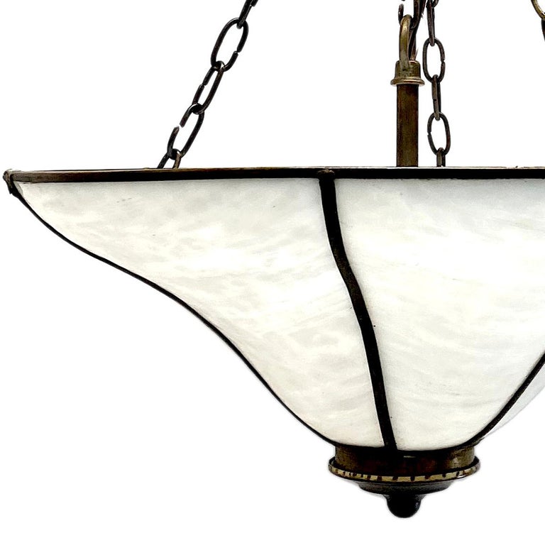 English Leaded Glass Light Fixture For Sale at 1stDibs