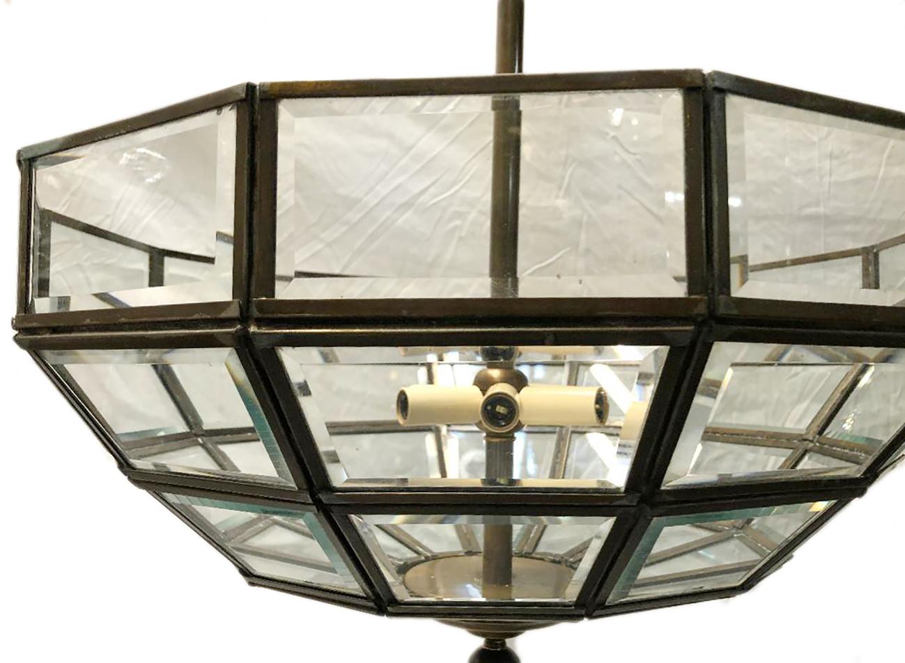 Mid-20th Century English Leaded Glass Light Fixture