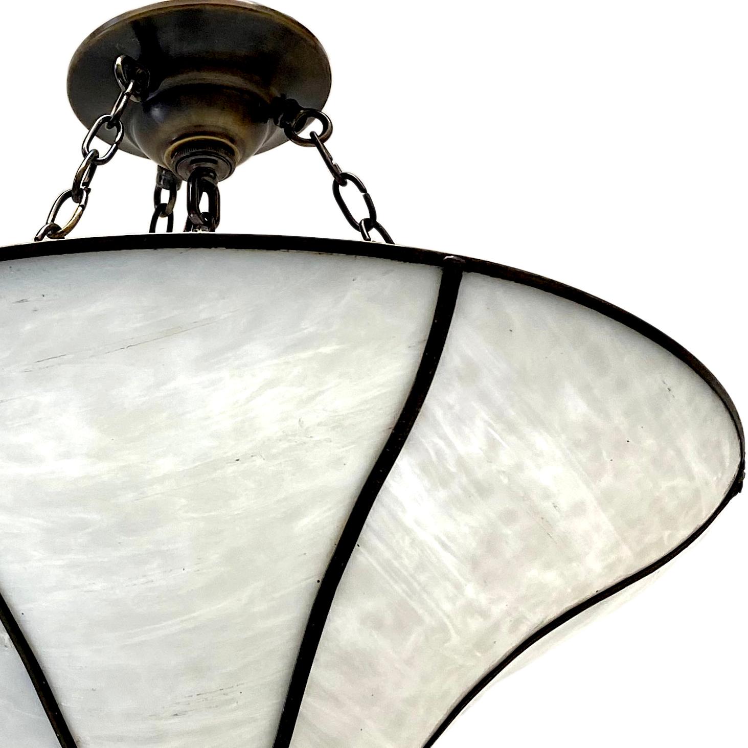 English Leaded Glass Light Fixture In Good Condition For Sale In New York, NY