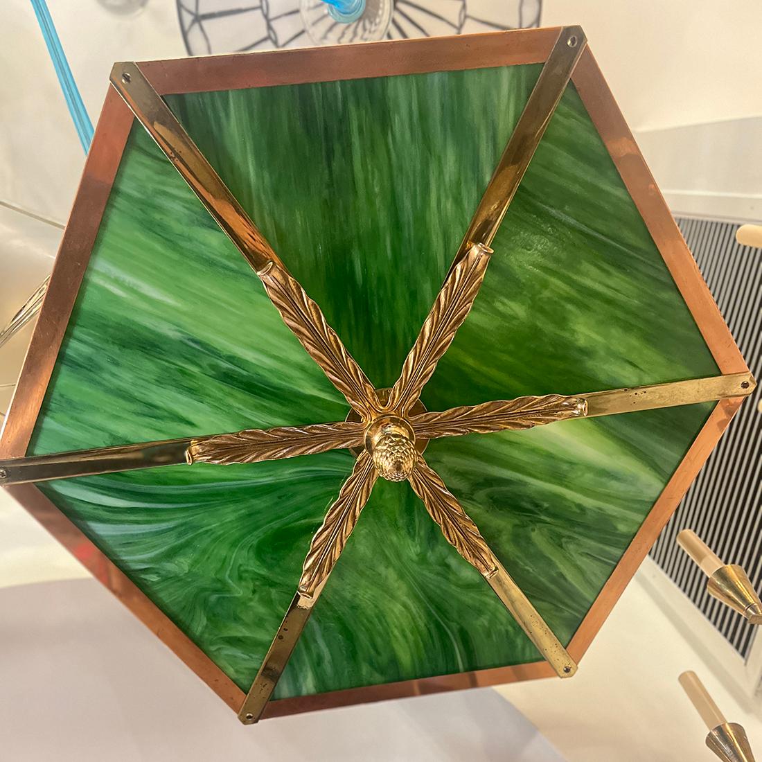 English Leaded Glass Light Fixture For Sale 2