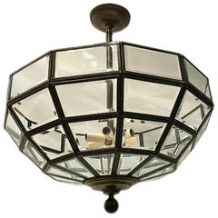 English Leaded Glass Light Fixture