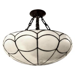 English Leaded Glass Pendant Light Fixture