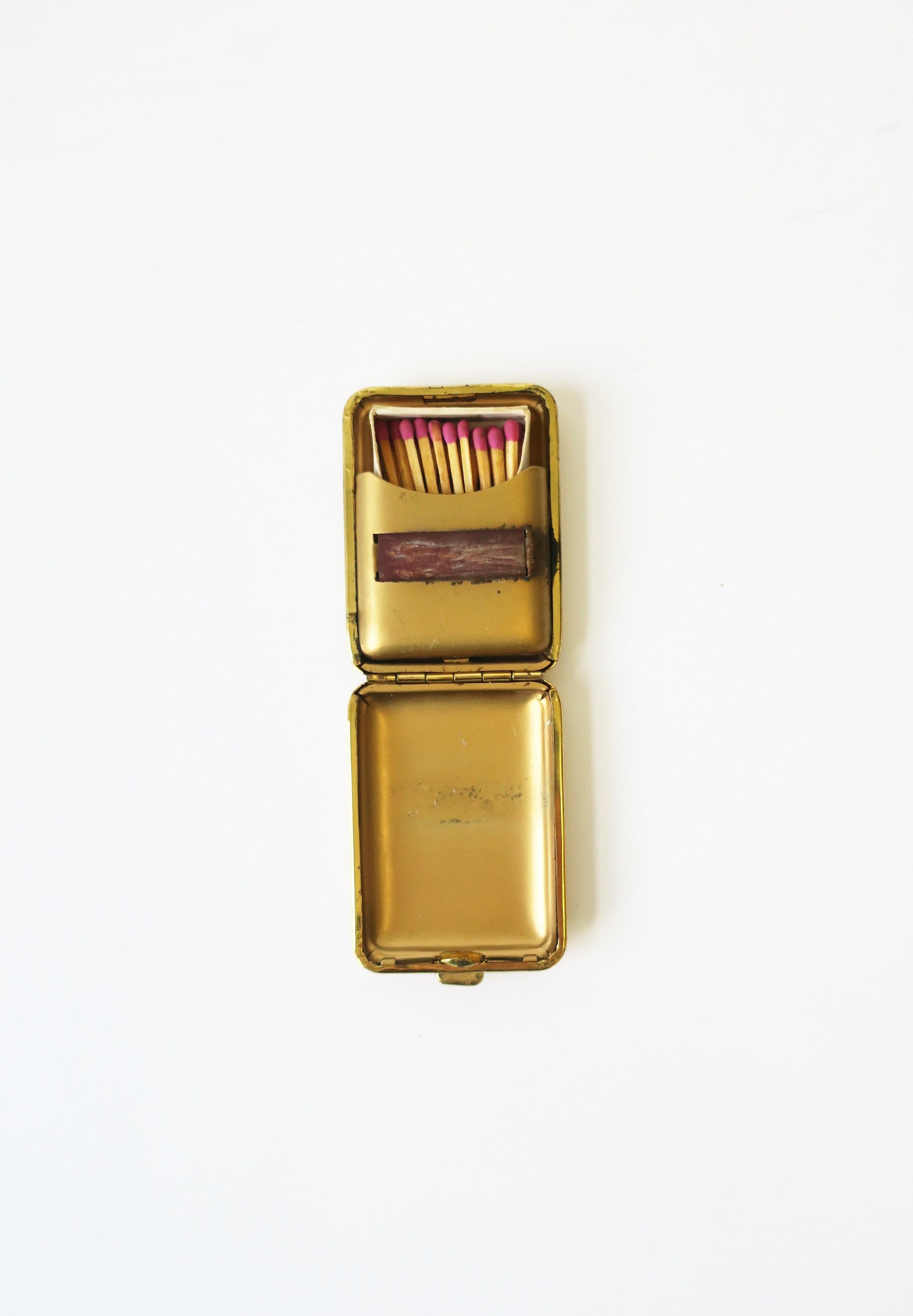 English Leather and Brass Cigarette and Matchbox Holder Case Set 2