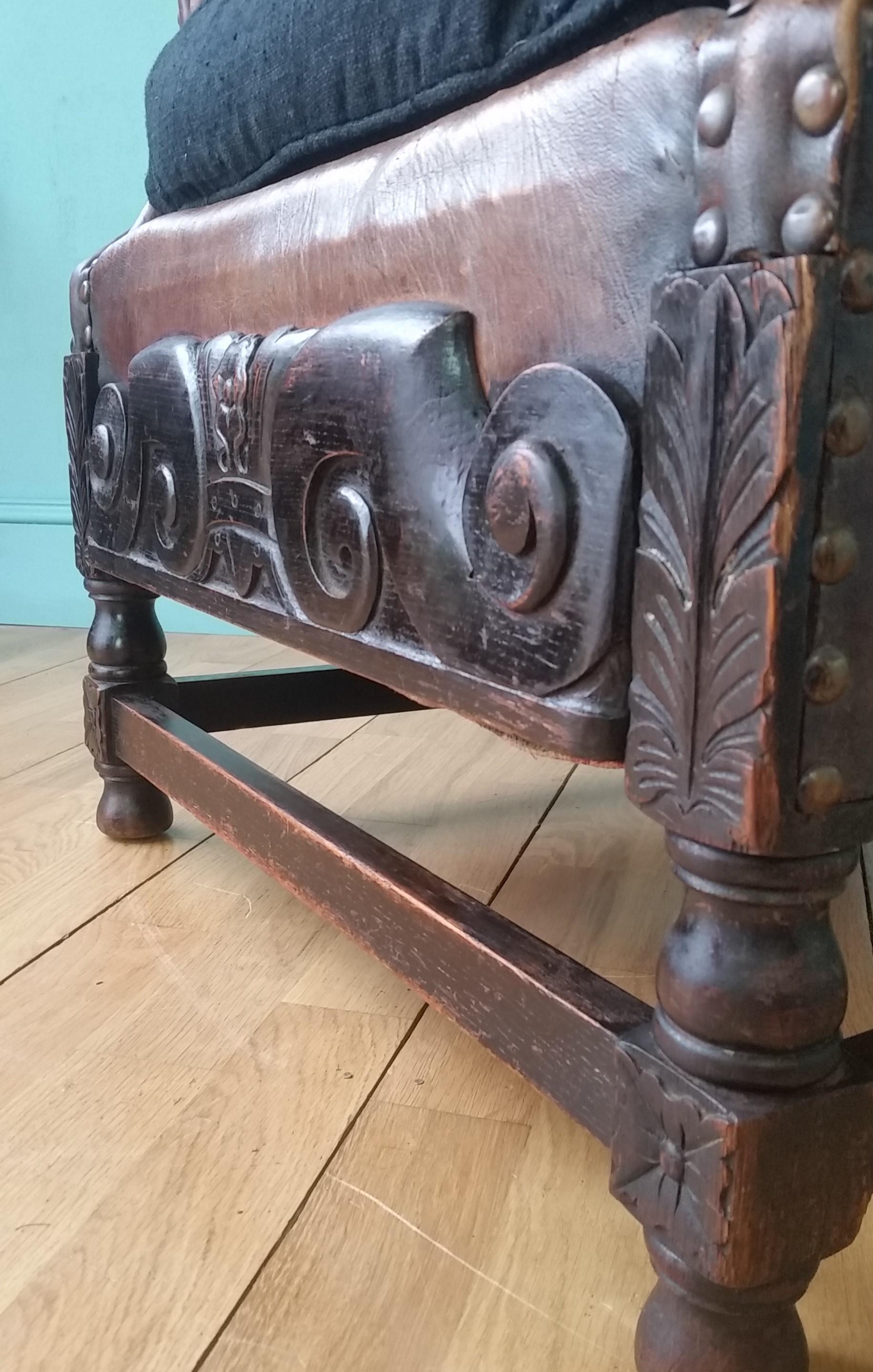 English Leather Arts & Crafts Club Chair For Sale 4