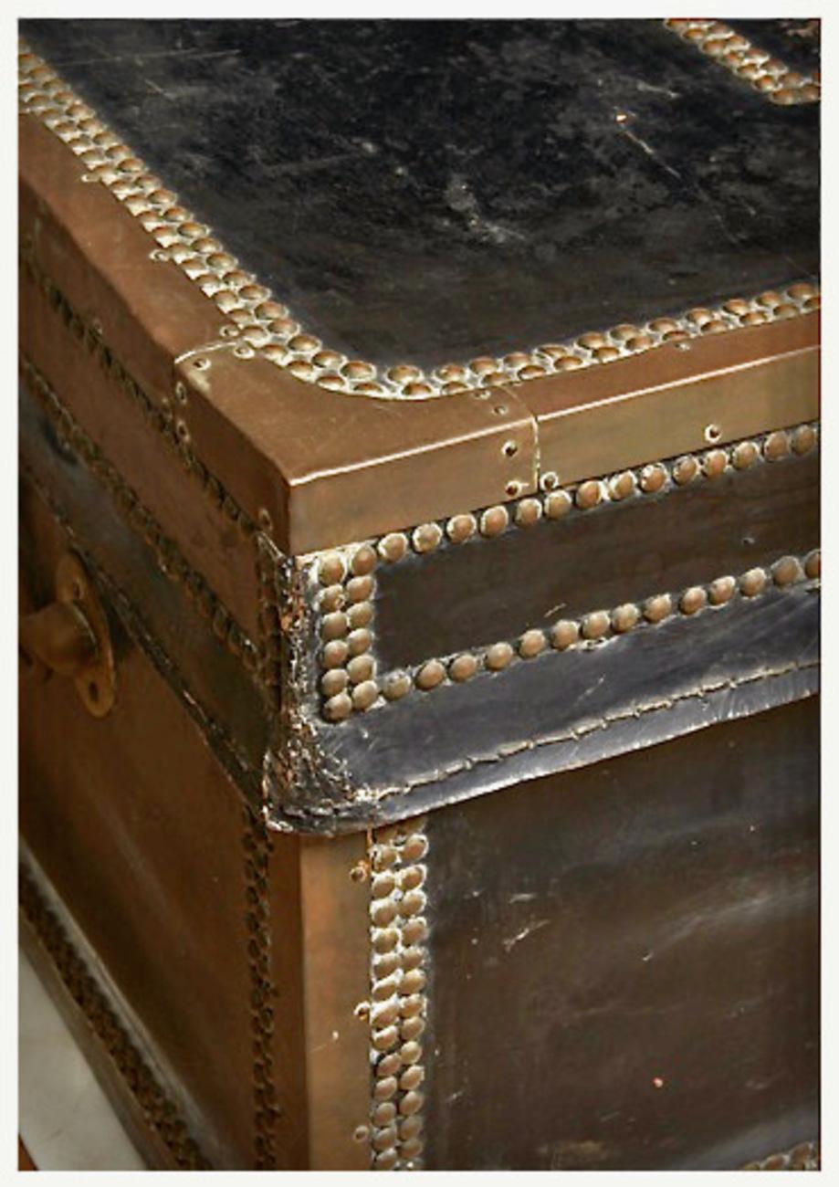 English Leather Bound Campaign Trunk, c. 1820-1830 For Sale 2