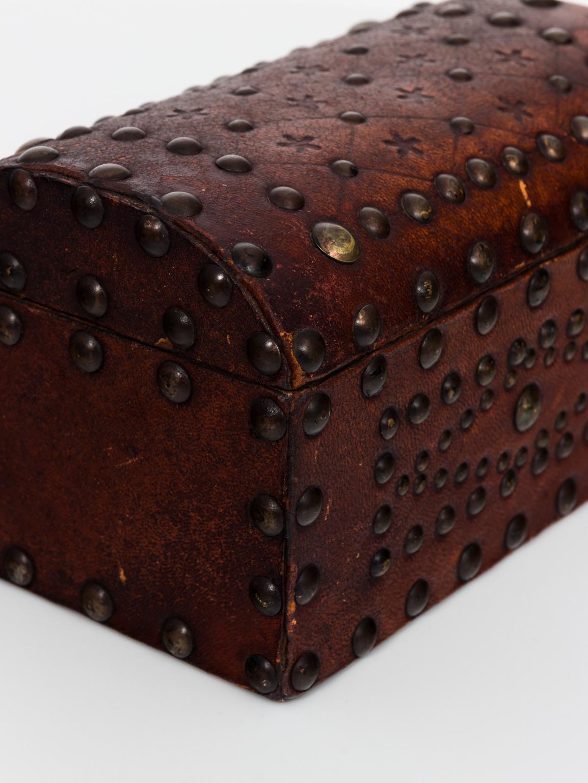 English Leather Box, circa 1850 2