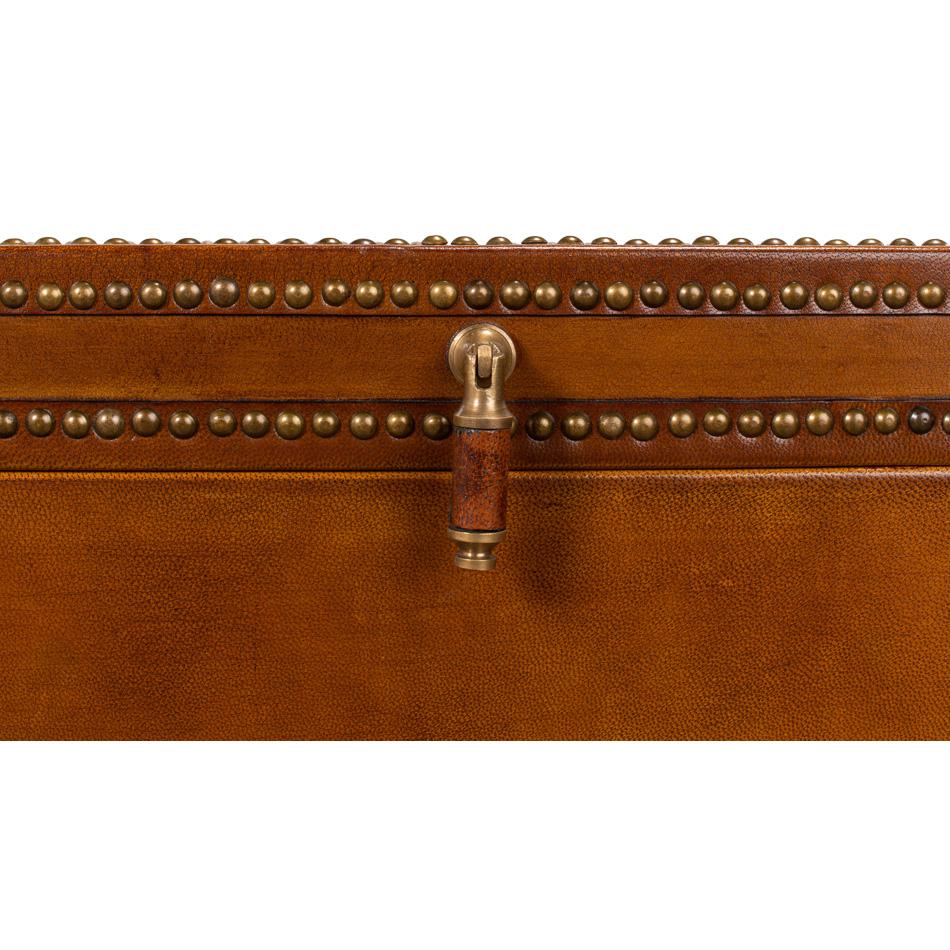English Leather Box On Stand For Sale 2