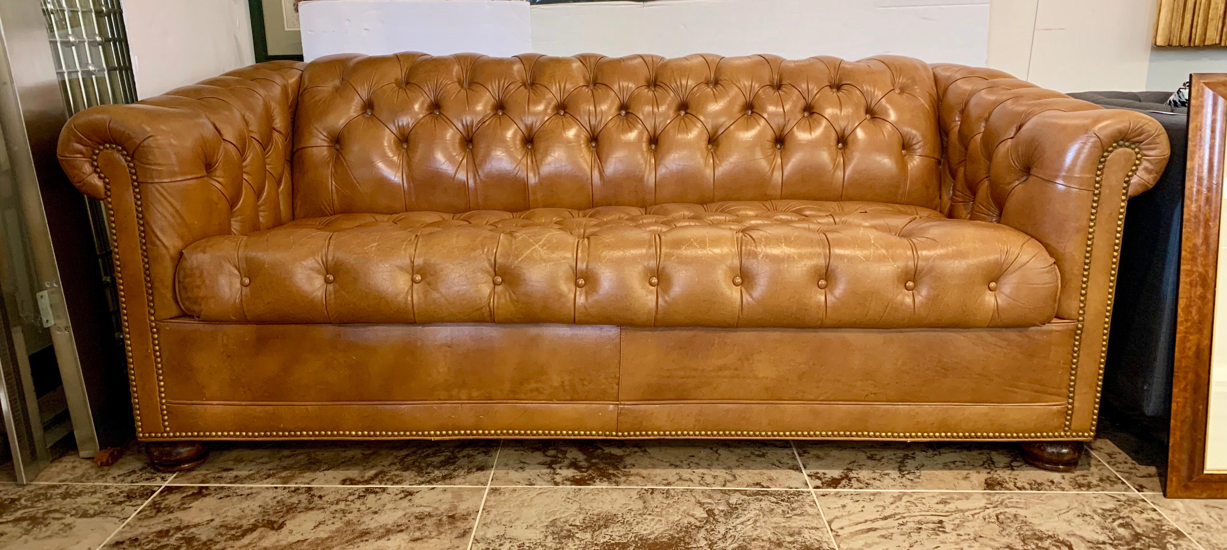 chesterfield tufted leather sleeper sofa