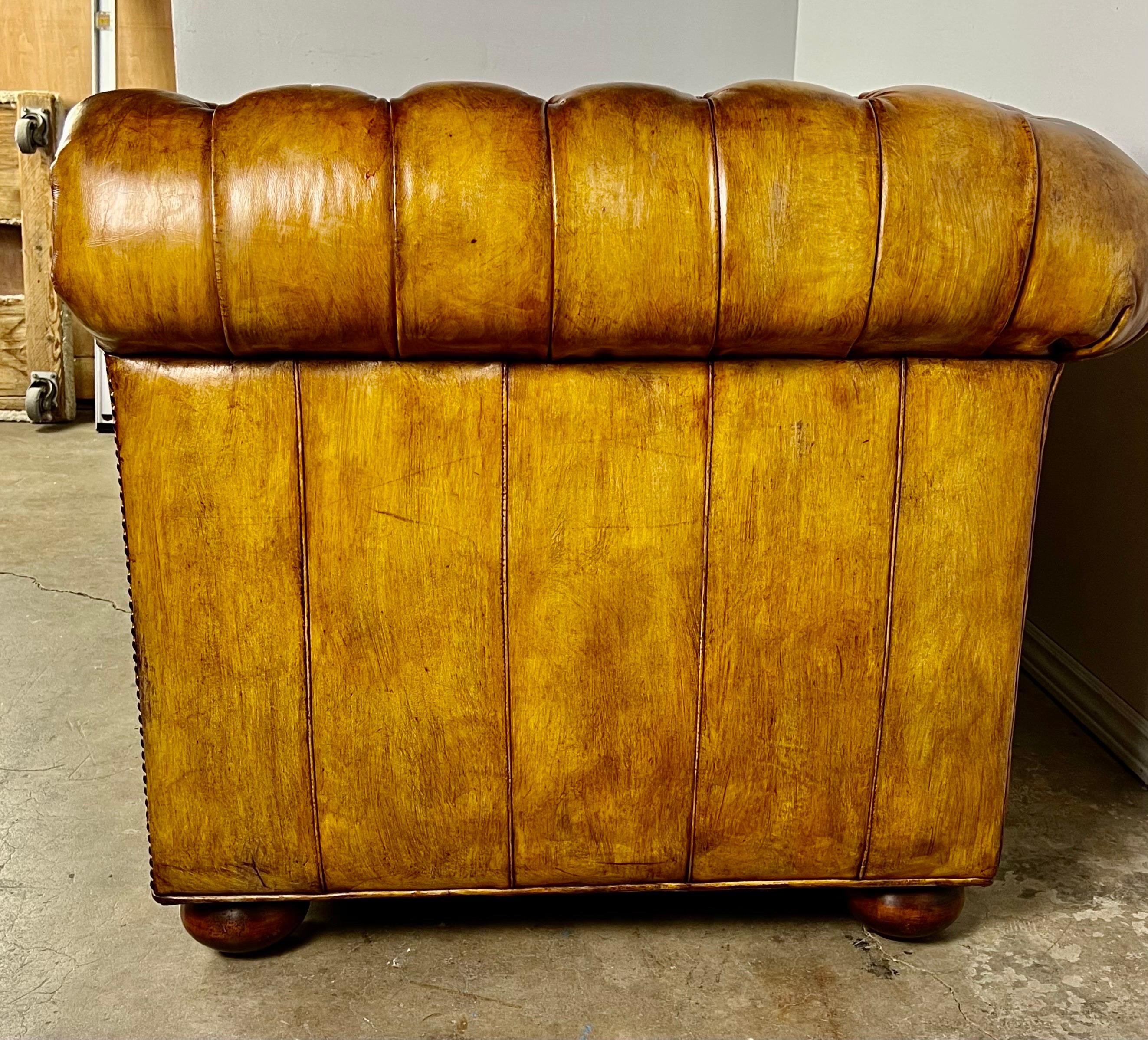 English Leather Chesterfield Sofa C. 1900’s 6