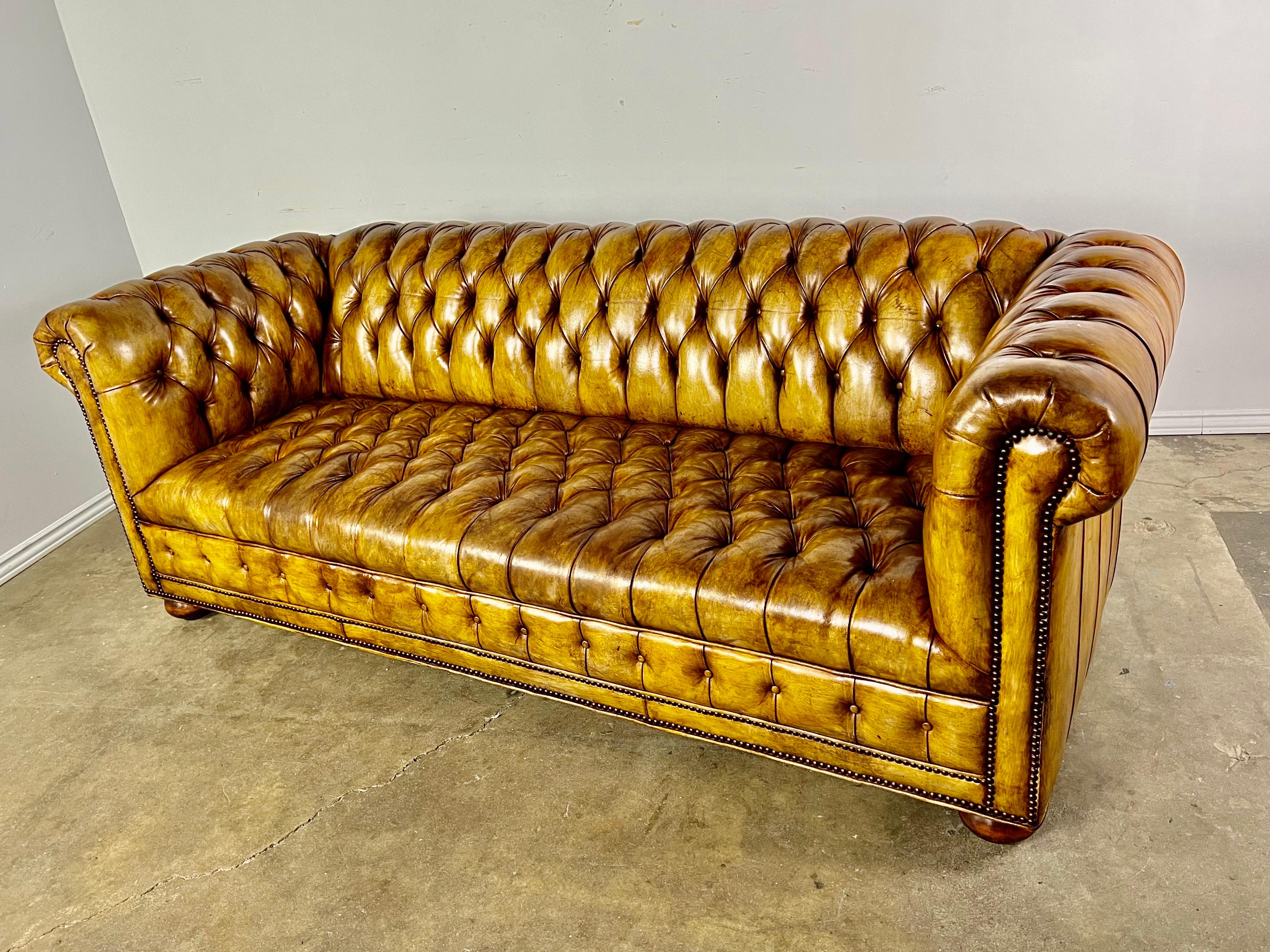 English Leather Chesterfield Sofa C. 1900’s 7